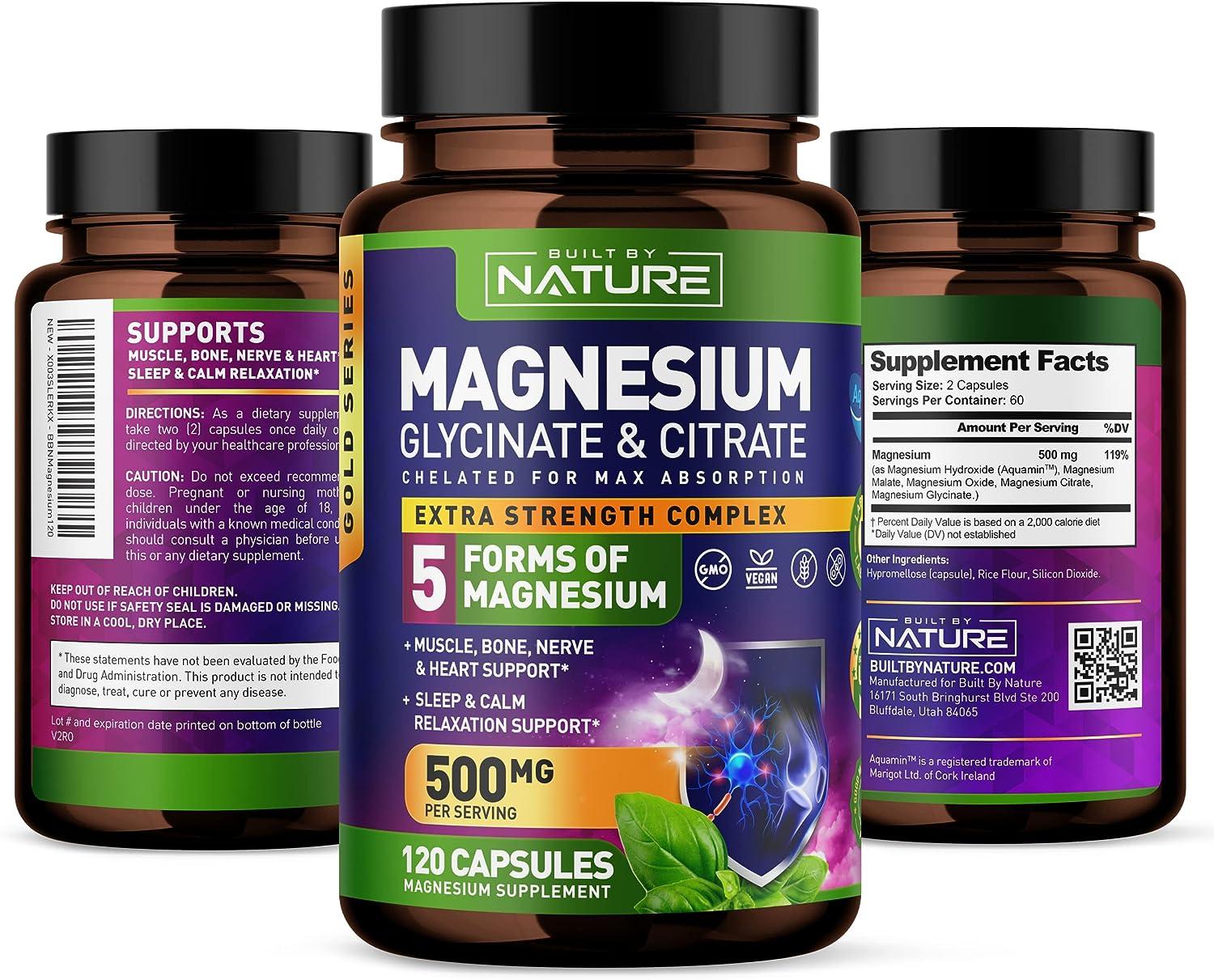 Can I Take Both Magnesium Citrate And Glycinate Chelated Magnesium Glycinate & Citrate Complex 500mg - 5 Forms