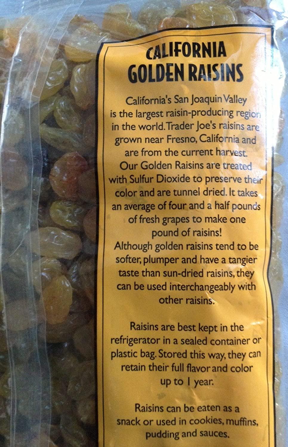 Trader Joes California Golden Raisins Plump Tangy 16 Oz. 454g.
