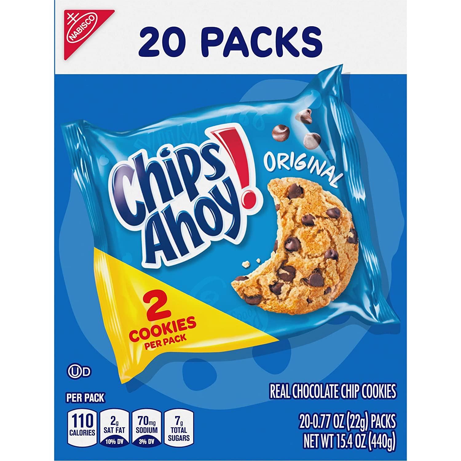 CHIPS AHOY! Original Chocolate Chip Cookies, 20 Snack Packs (2 cookies