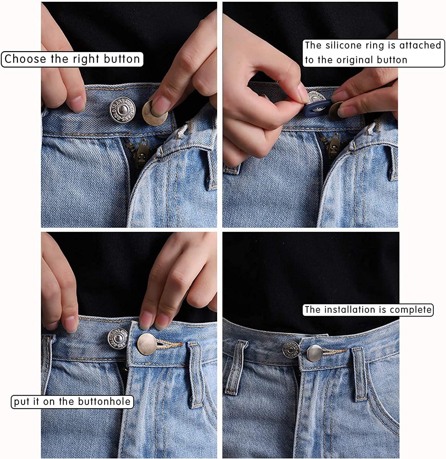 Button Extender for Pants Men Women,COUPRUM Retractable Jeans Button for  Loose Jeans, Jeans Waist Extender Button，Retractble Jeans Button for