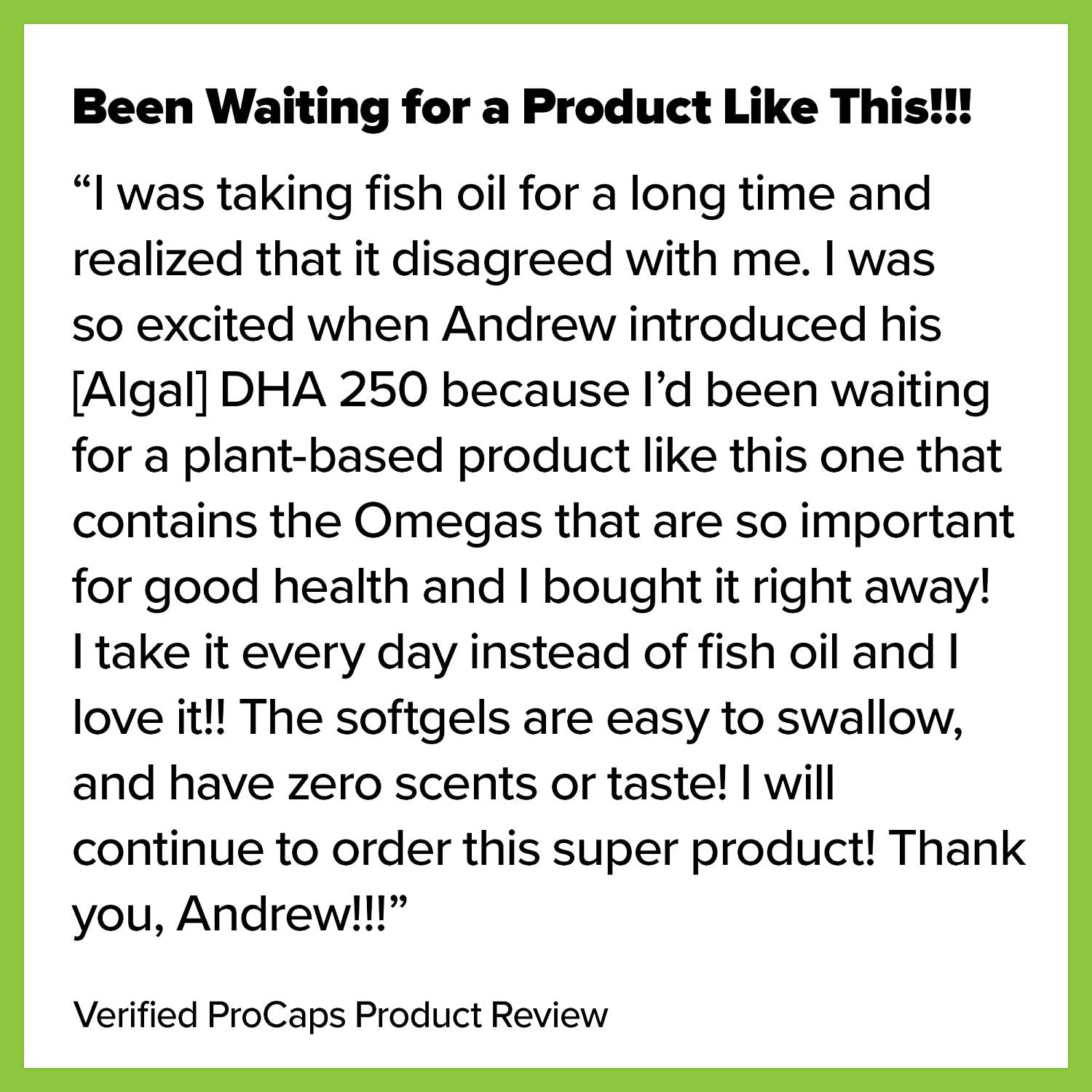 Andrew Lessman Algal DHA 250mg 30 Softgels PlantBased Omega3 Oils