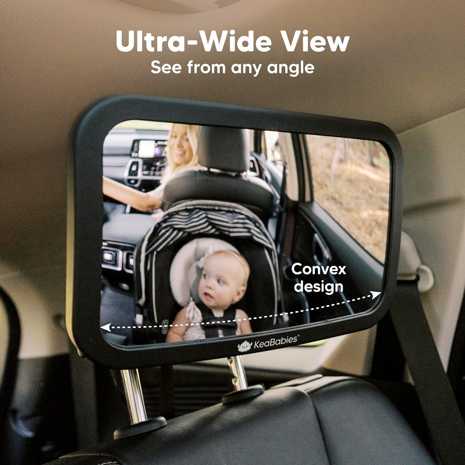 Matte Black Baby Car Mirror for Back Seat Safety Wide