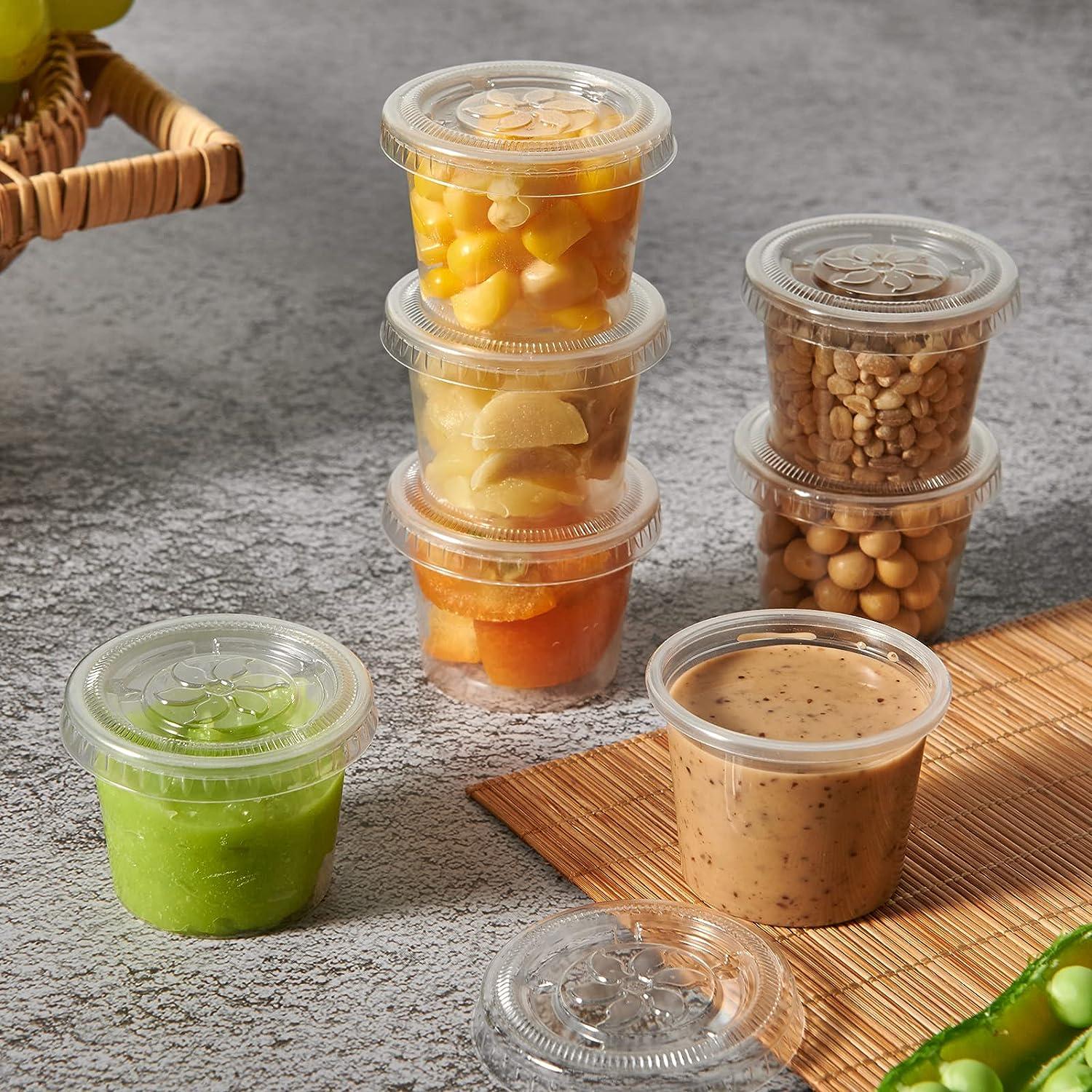 Condiment Cups Containers with Lids- 8 pk. 1.3 oz.Salad Dressing Container  to go Small Food Storage Containers with Lids- Sauce Cups Leak proof