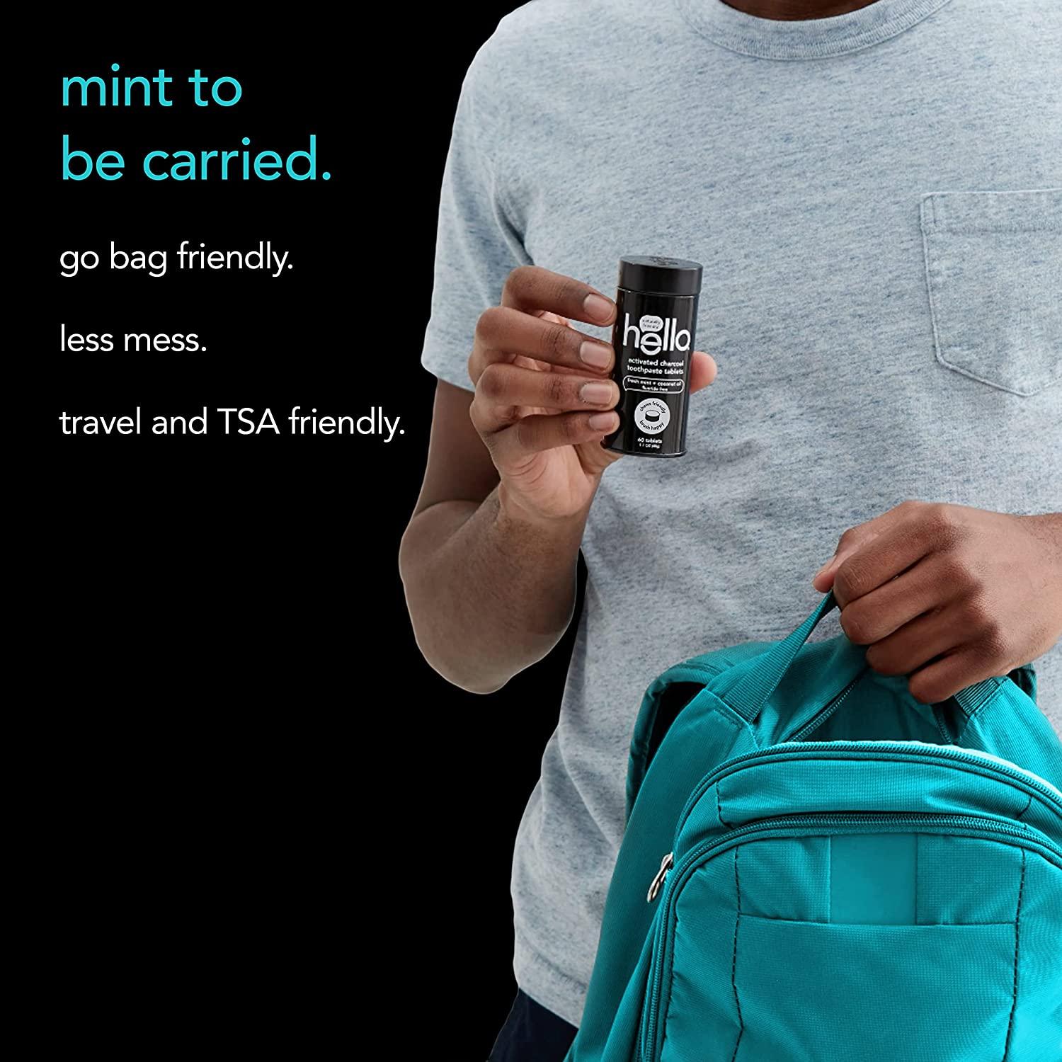 Hello Activated Charcoal Toothpaste Tablets Fresh Mint + Coconut Oil 60