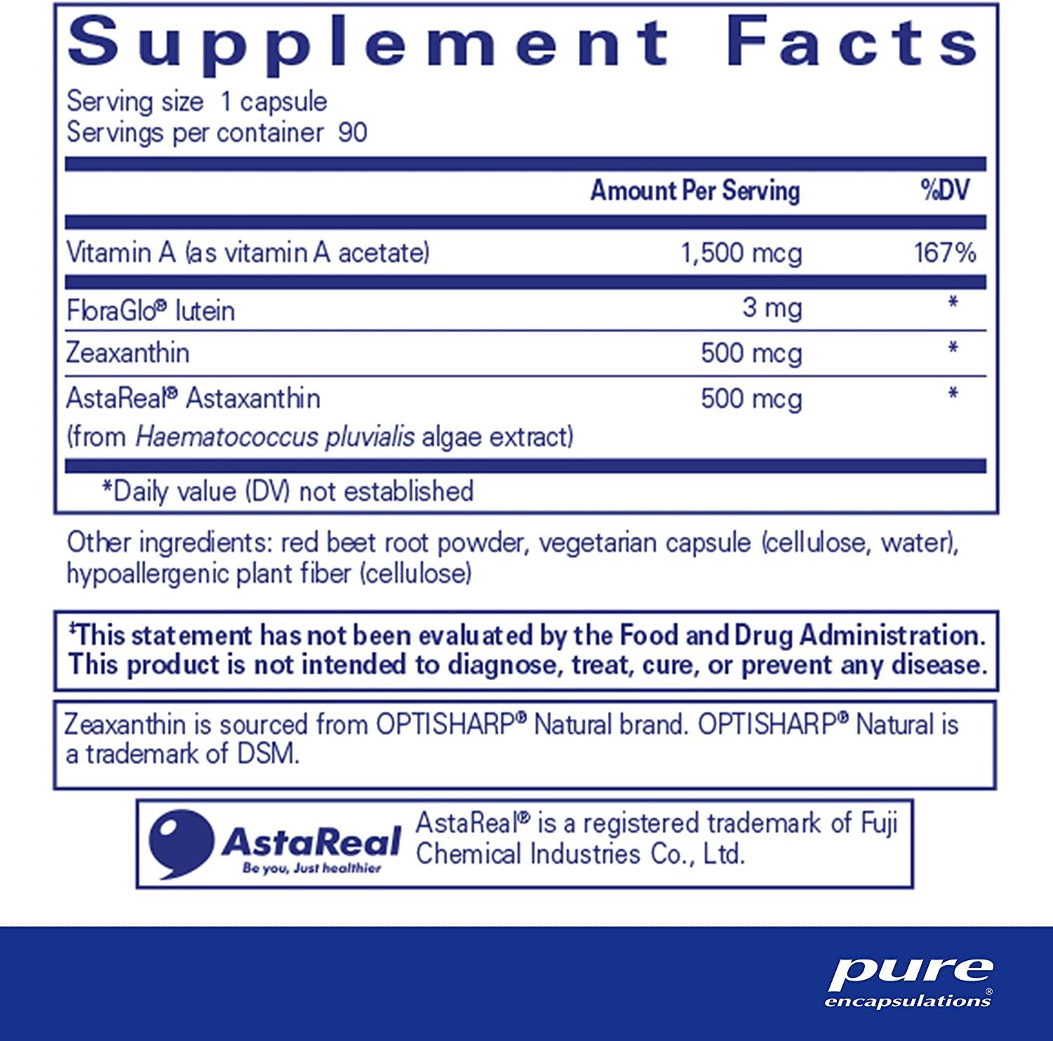 Pure Encapsulations Vitamin A + Carotenoids (Lutein, Zeaxanthin, and