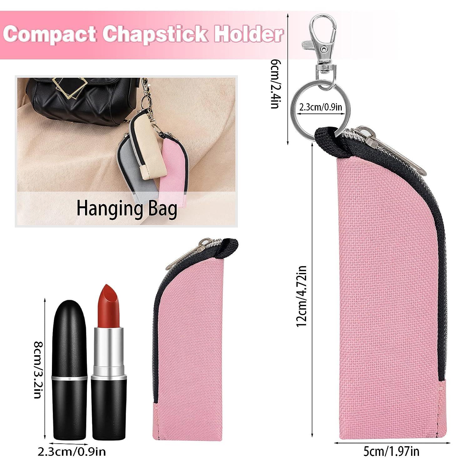 Chapstick Holder 6PCS Lipstick Holder Keychain Lipstick Sleeve Pouch Lip  Balm Holder Zipper Lipstick Bag for Keychain with Hook