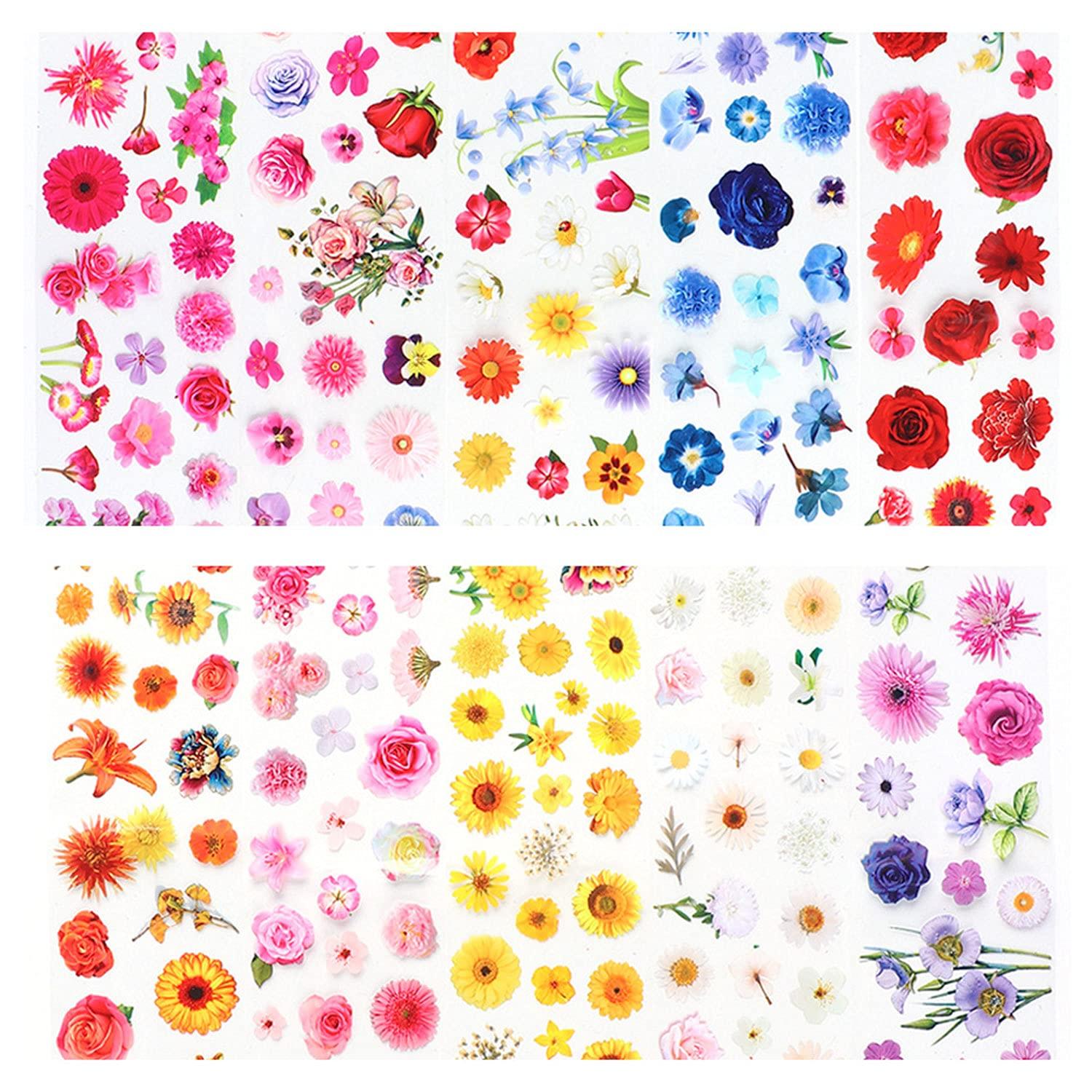 10 Sheets Sunflower Daisy Nail Art Foil Transfer Stickers Dried Flower