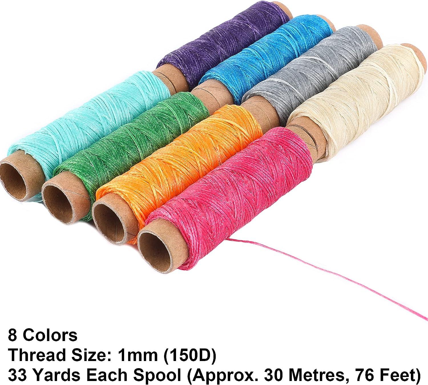 1320 Yards Leather Sewing Waxed Thread - 150D 32Yards Per Spool Stitching  Thread for Leather Craft DIY,Bookbinding,Shoe Repairing,Leather Sewing (24  Rolls) : : Home