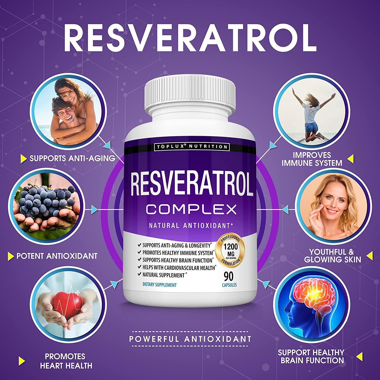 Resveratrol Supplement 1200 mg Antioxidant Complex - Highly Potent ...