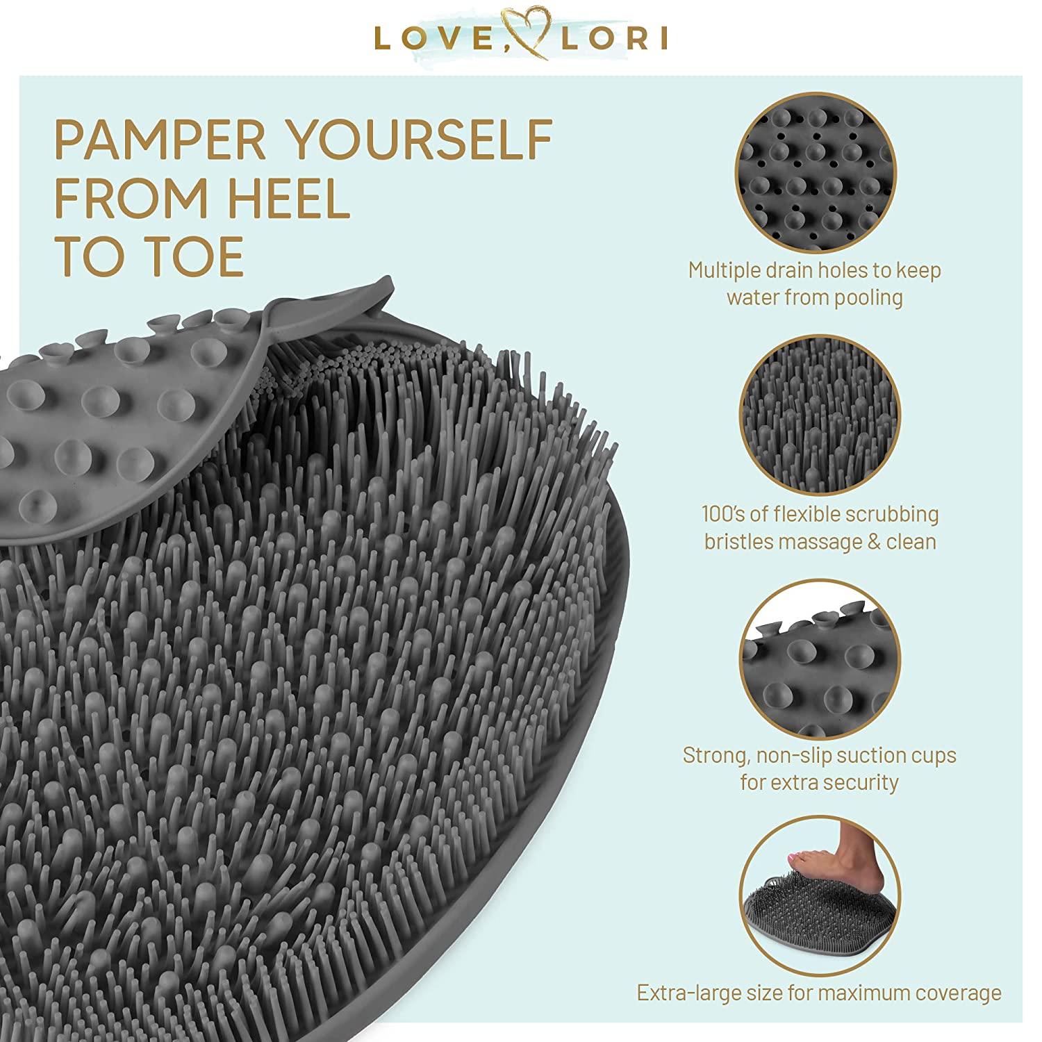 Love Lori XLarge Grey Silicone Shower Foot Scrubber for Achy Feet