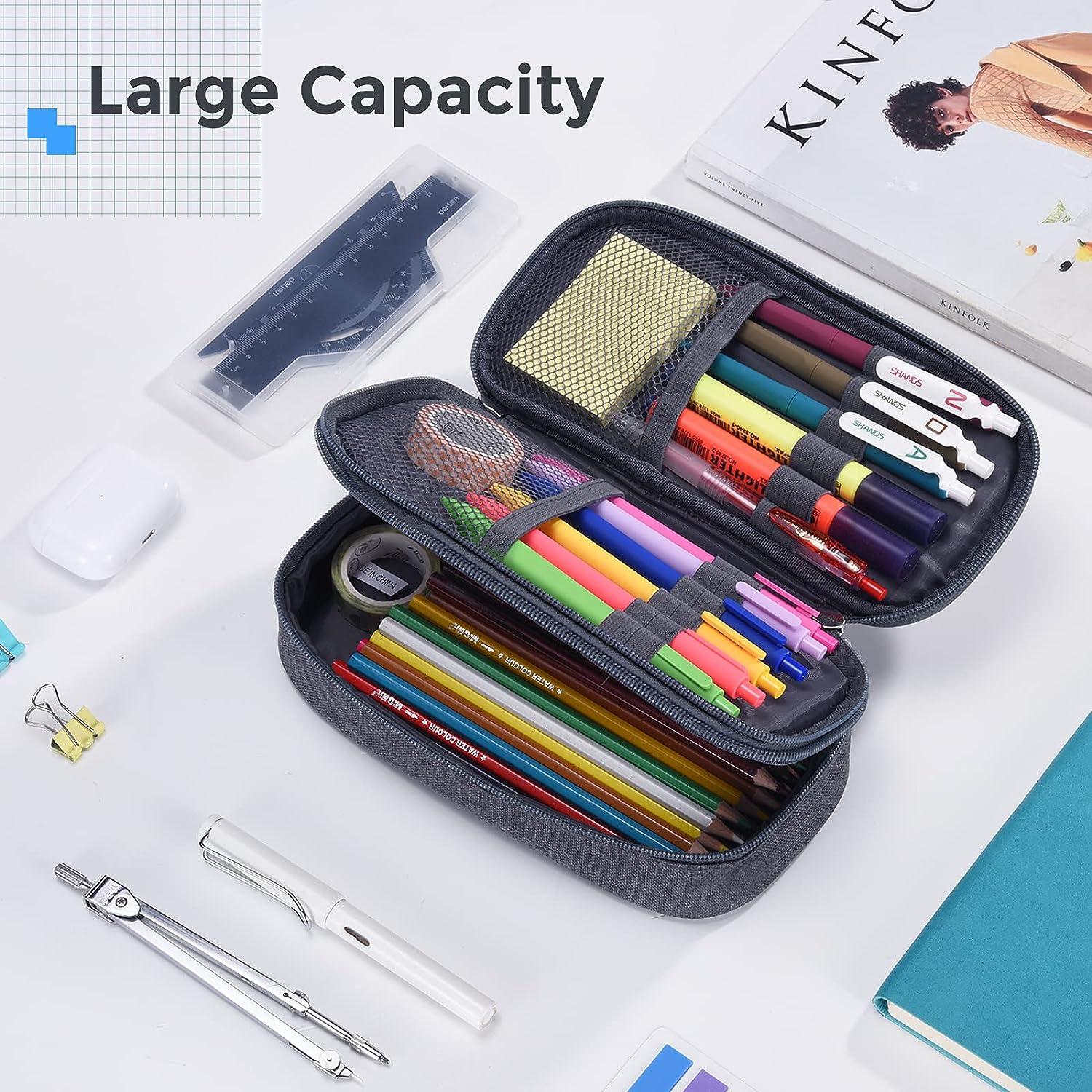 Zcassi Big Capacity Pencil Case 3 Compartments Canvas Bag Multifunctional  Marker Pen Pouch Holder Office College School Durable Portable Large  Storage Bag for Kids Teens Student Adults Grey