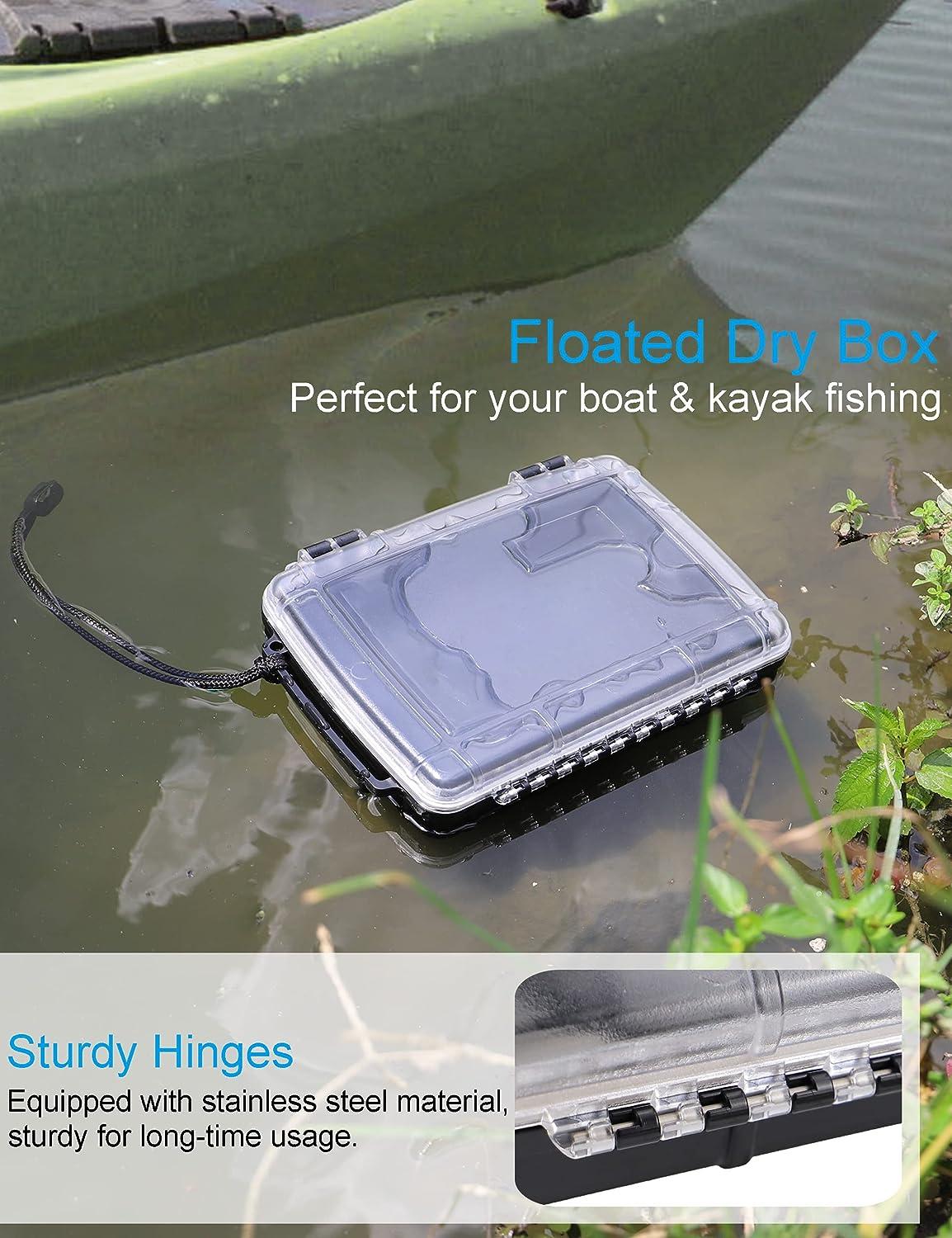 Hlotmeky Waterproof Dry Box Case Watertight Storage Containers for Kayaking  & Boating Floating Fishing Tackle Tray Boxes (Black)