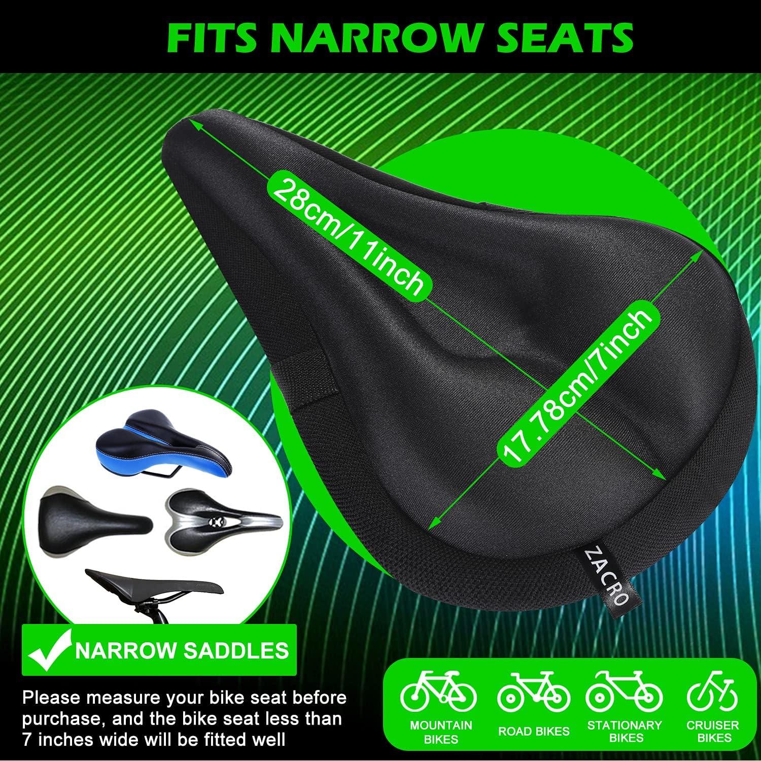 Zacro Bike Seat Cushion - Gel Padded Bike Seat Cover for Men Women Comfort,  Extra Soft Exercise Bicycle Seat Compatible with Peloton, Outdoor & Indoor  black Small