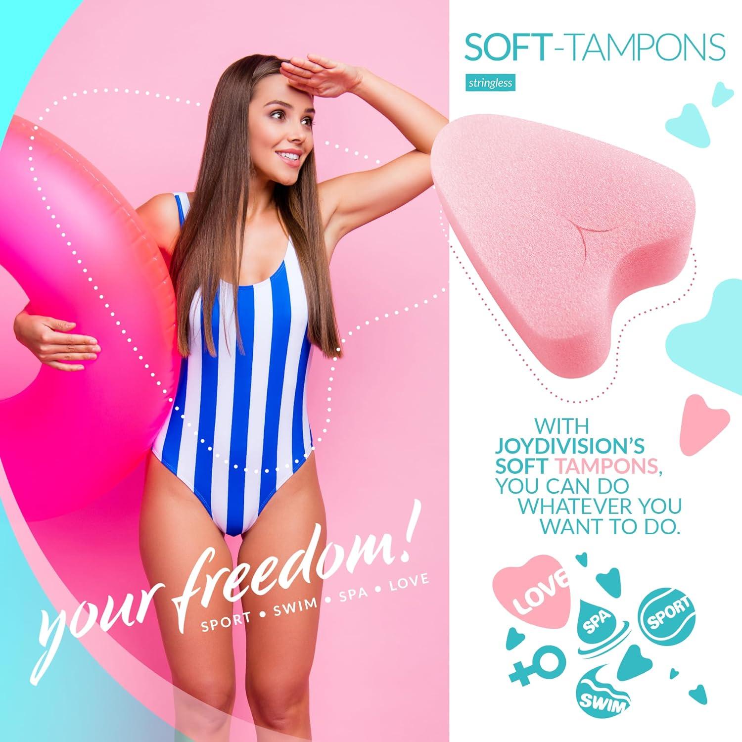 JOYDIVISION Soft-Tampons Mini I 50 Pieces I Threadless tampons for Sports  Swimming & spa I Menstrual sponges Ultra Soft I Easy Insertion & Removal I  Mini Soft Tampon Without Thread Mini 50