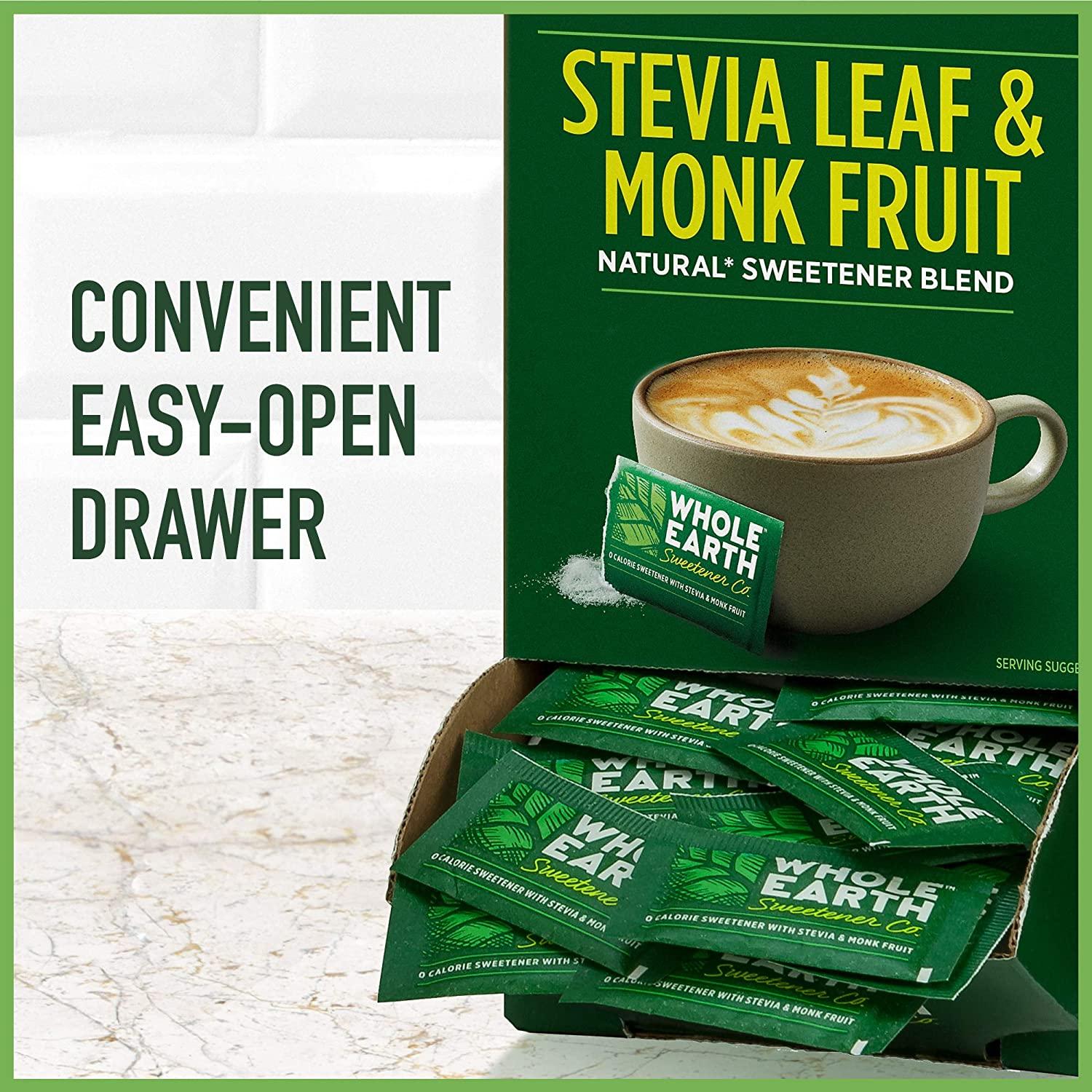 WHOLE EARTH Stevia Monk Fruit Plantbased Sweetener 400 Packets Stevia