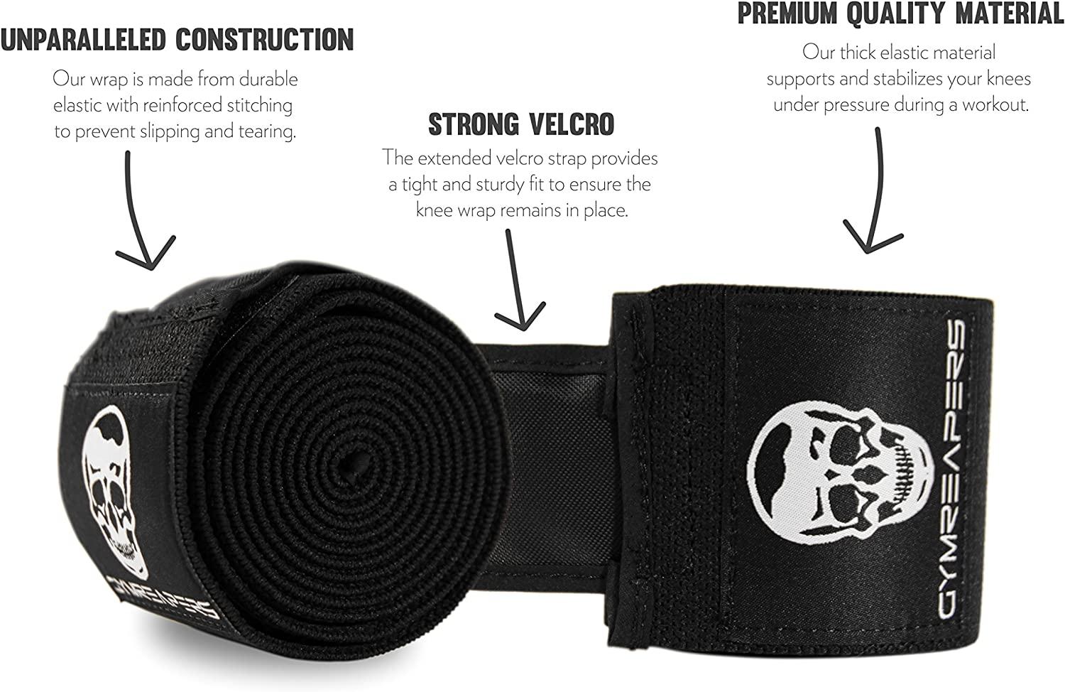Knee Wraps (Pair) With Strap for Squats, Weightlifting, Powerlifting