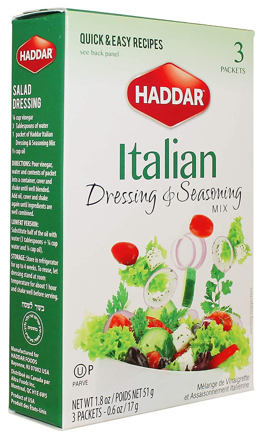 Haddar, Gluten Free Italian Dressing & Seasoning Mix 1.8oz, (3 Packets