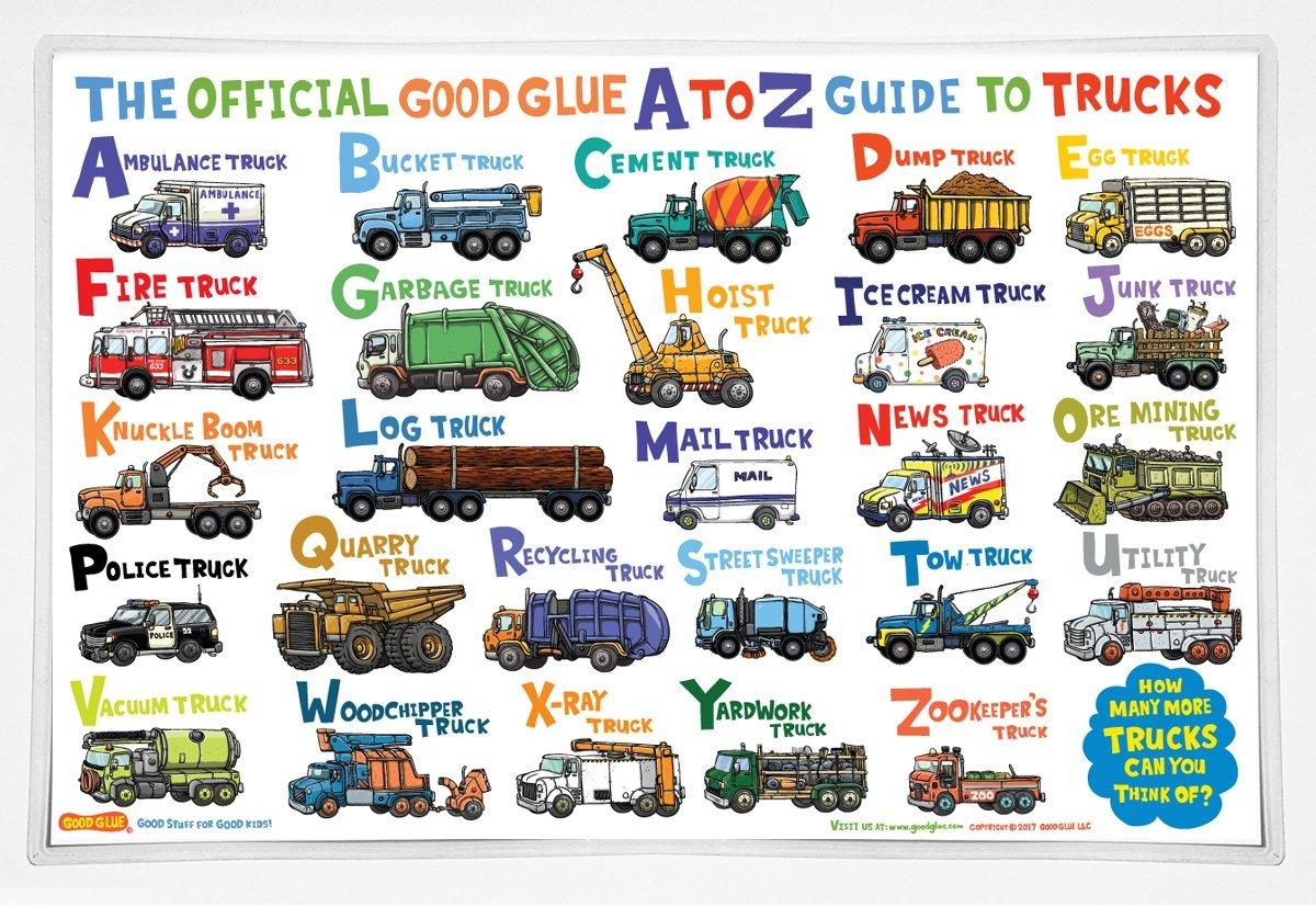 The Official Good Glue A to Z Guide to Trucks Placemat