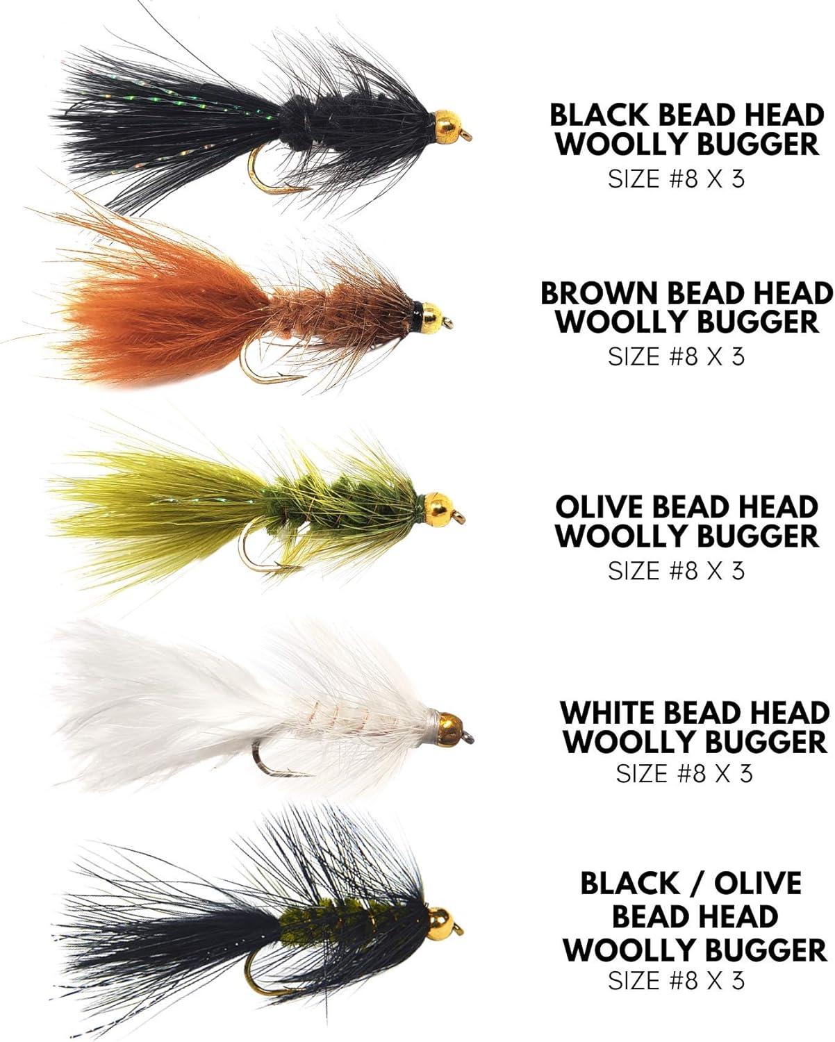 Woolly Bugger Trout Fly Fishing Streamer Assortment 15 Pack Size #8