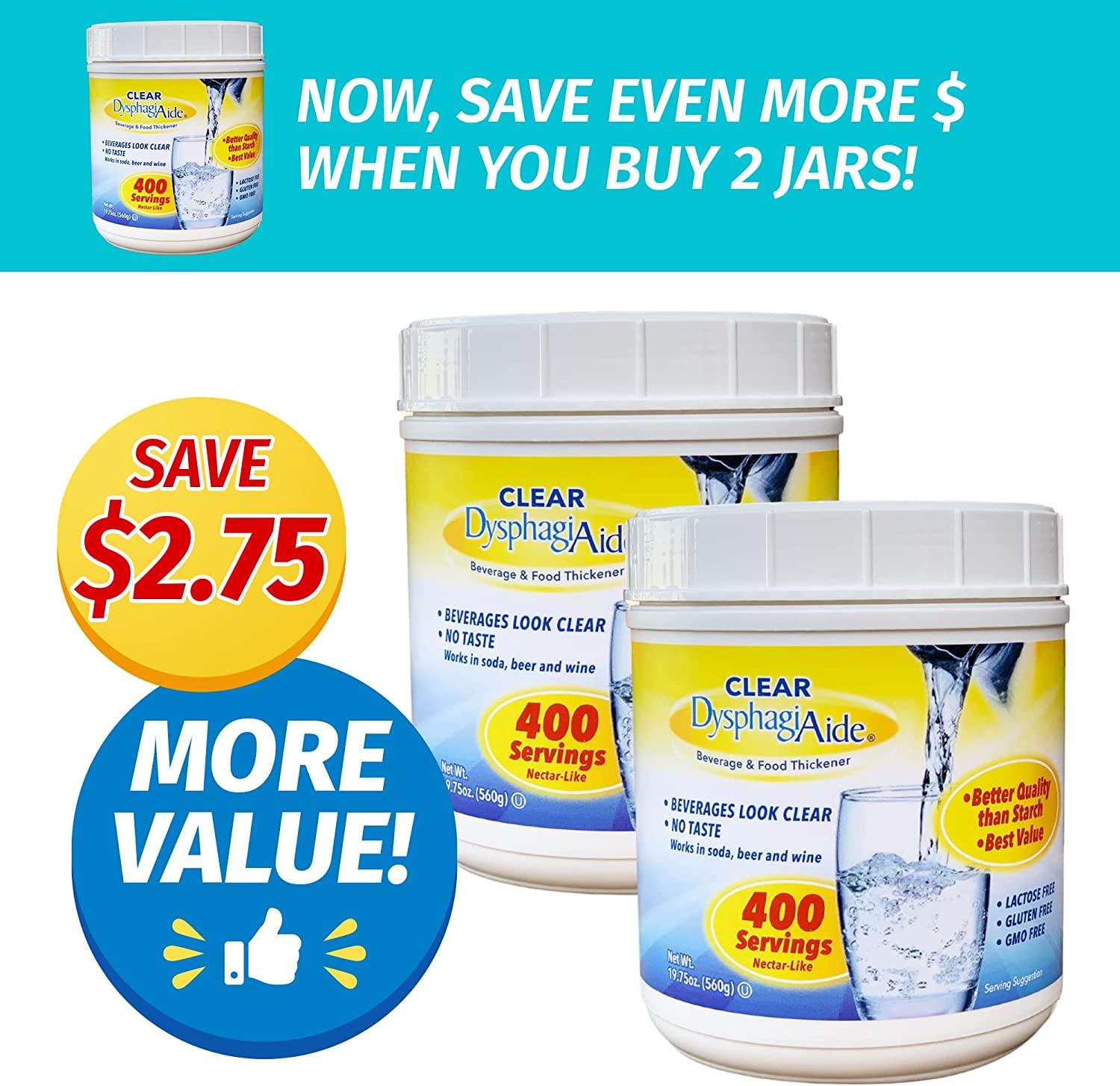 Clear DysphagiAide Thickener Powder Instant Thickener for Liquids and Foods (19.75 oz, 400