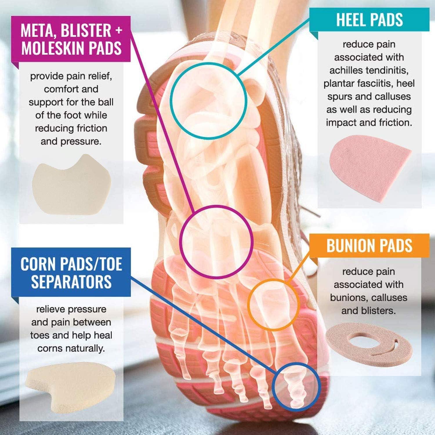 Moleskin Adhesive Foot Pads Metatarsal Cushion for Callus & Blisters Heel Protector Large