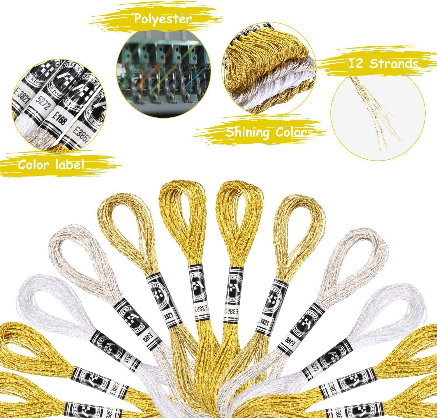 24 Pieces Metallic Embroidery Floss Multicolor Embroidery Skein