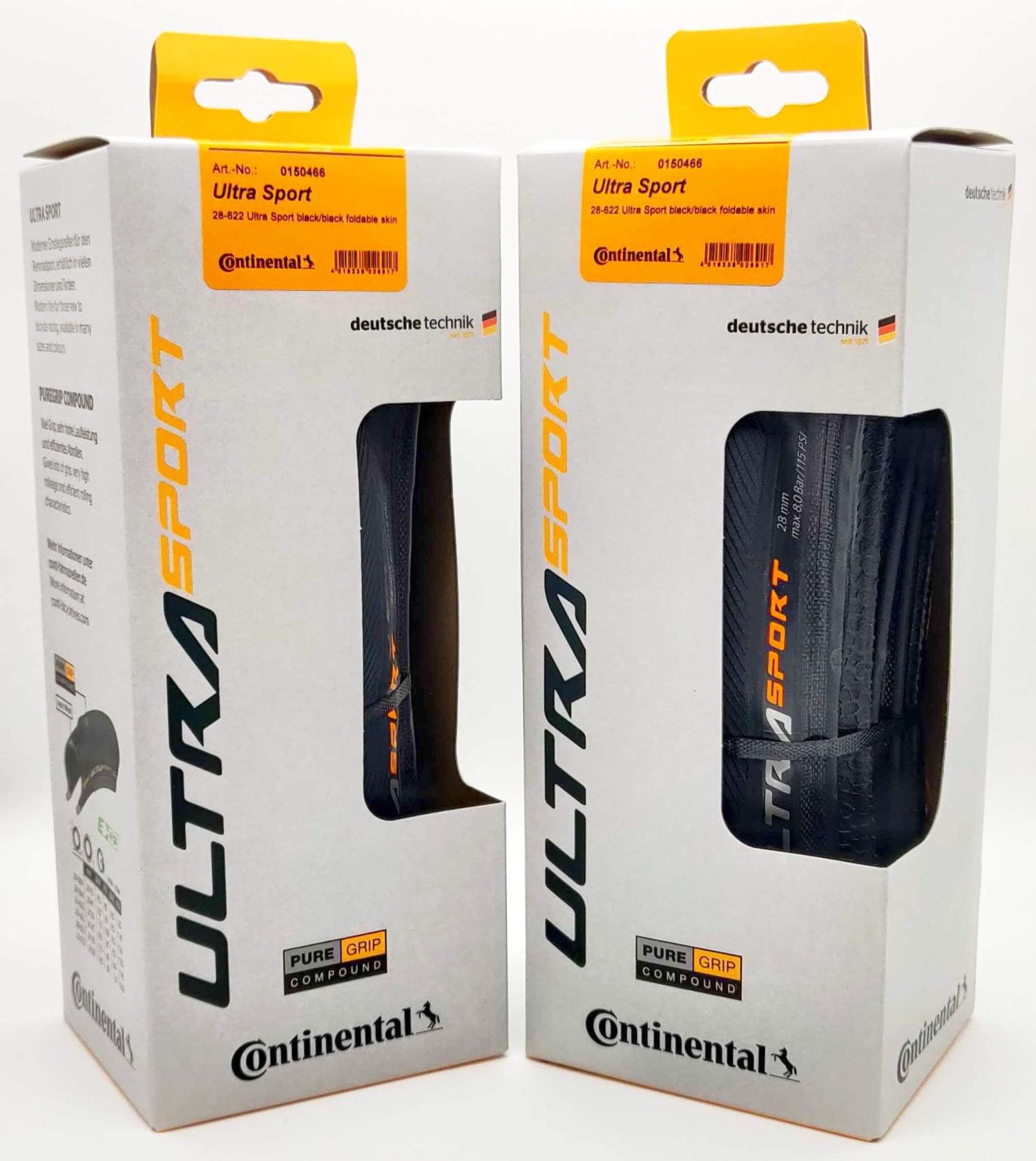 Continental Ultra Sport III 700x28 Black/Black Folding PureGrip Tires ...