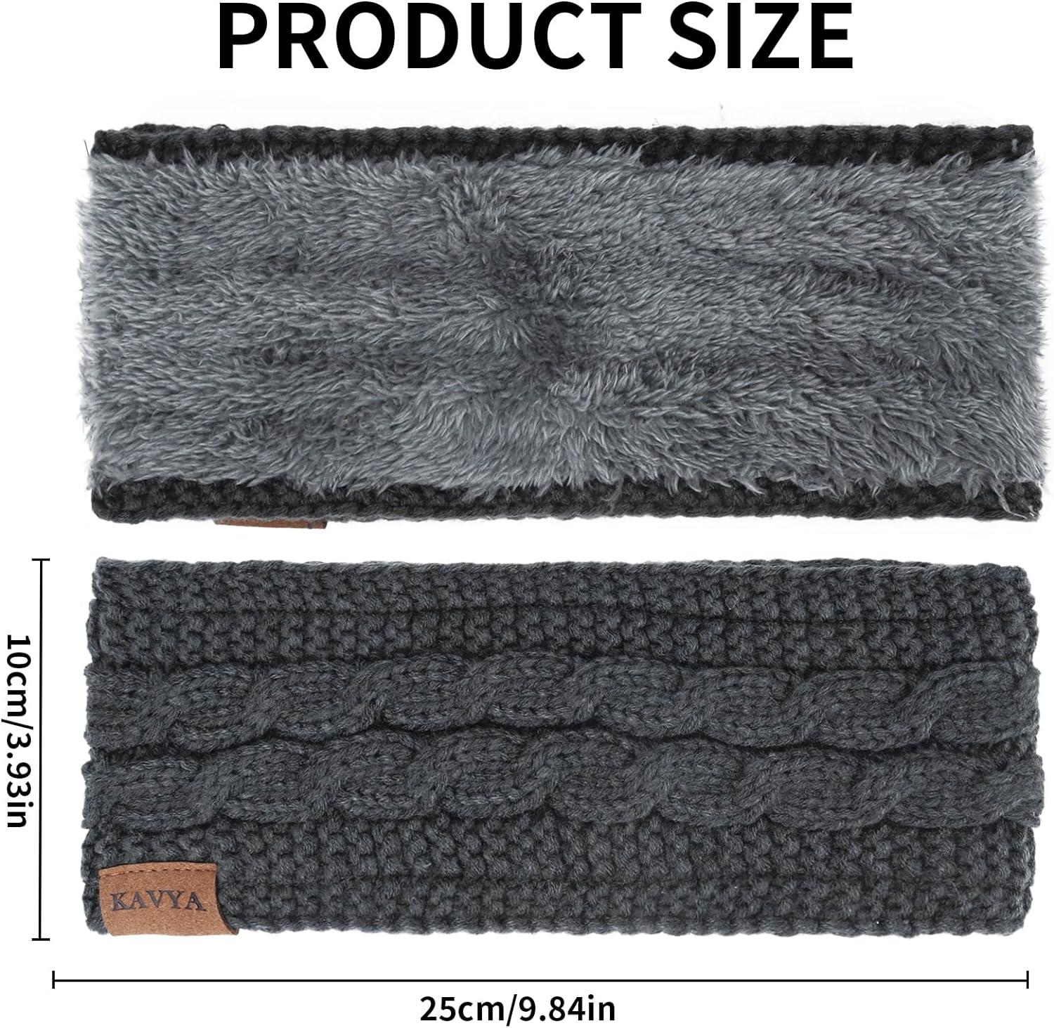 Kavya Gebreide Hoofdband Winter, Warme Pluche Haarband voor Dames Kavya Gebreide Hoofdband Winter, Warme Pluche Haarband voor Dames