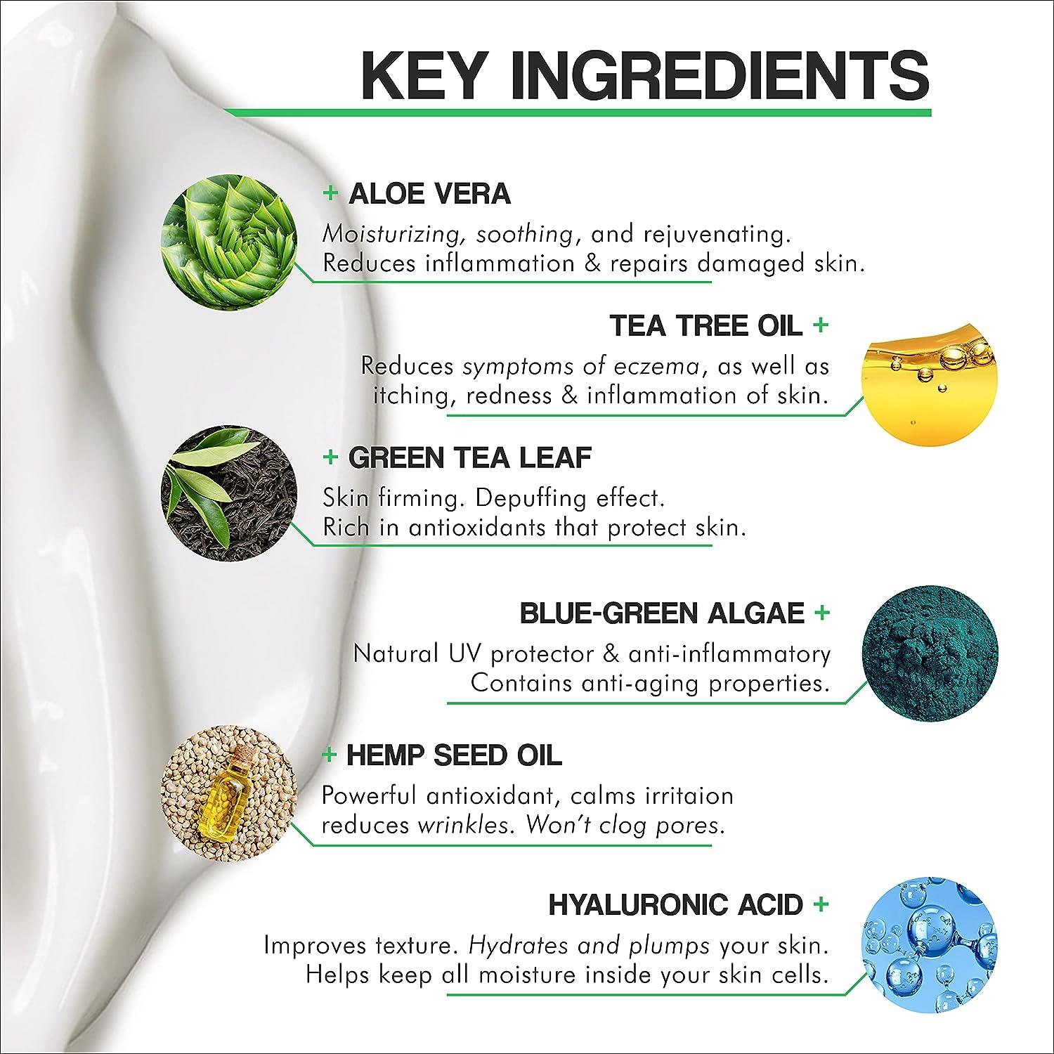 Organic Aloe Vera Moisturizer Face Cream | Body Lotion for Dry, Sensitive  Skin | Soothes Acne, Psoriasis, Eczema | Itchy Skin Relief - Fragrance-Free  ...