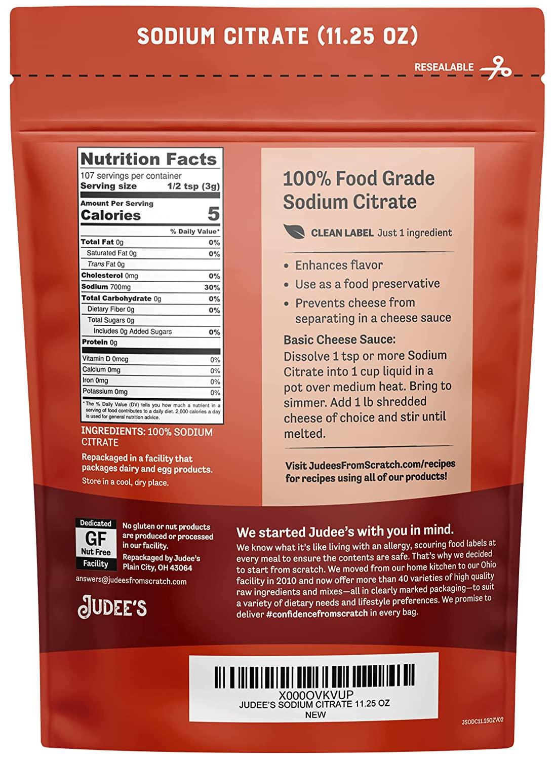 Judees Sodium Citrate 11.25 oz 100 NonGMO, KetoFriendly Gluten