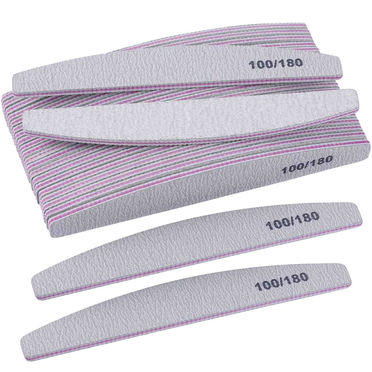 25 Pieces 100/180 Grits Nail Files and Buffers Professional Double