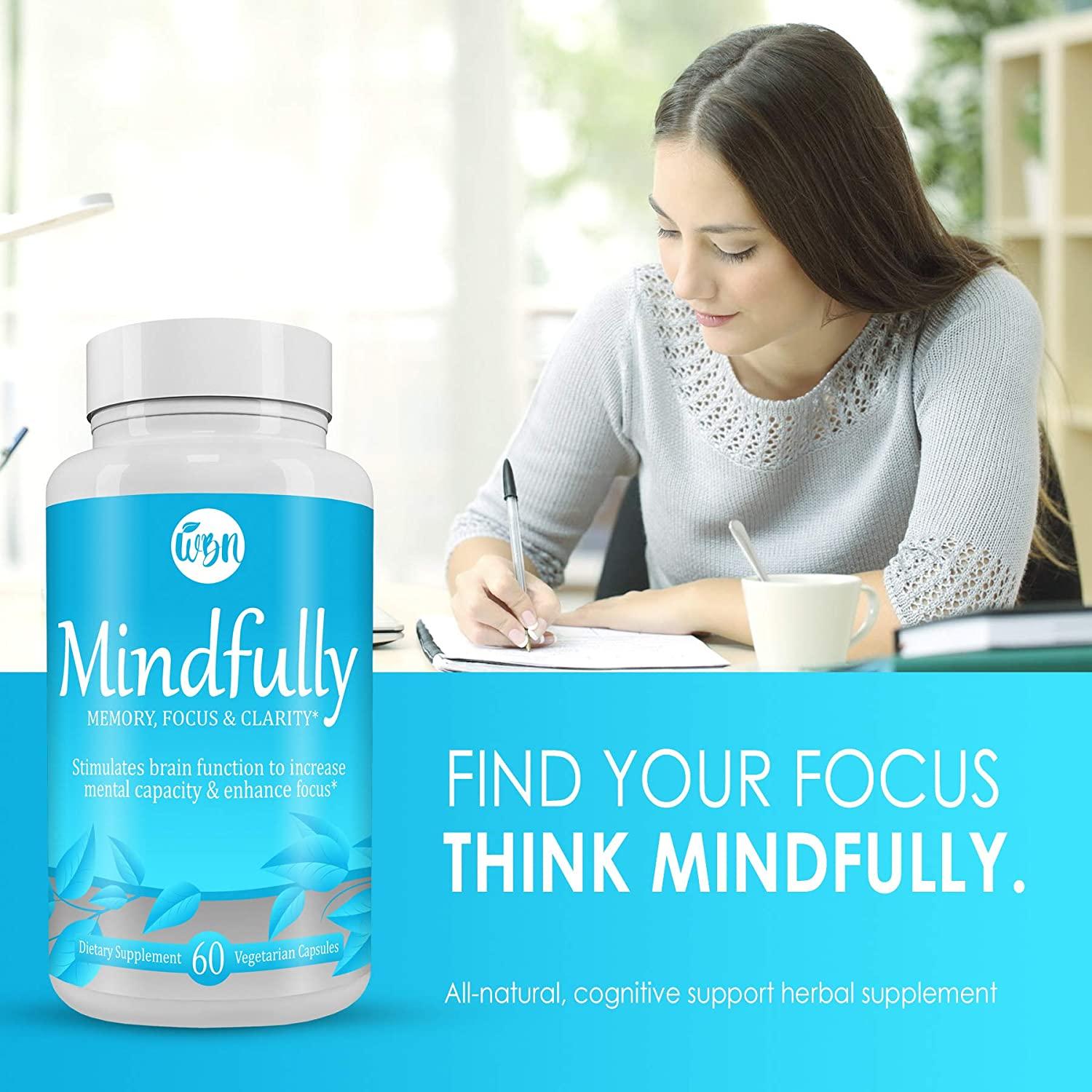 MINDFULLY Nootropic Brain Booster Citicoline, Lion's Mane, Bacopa