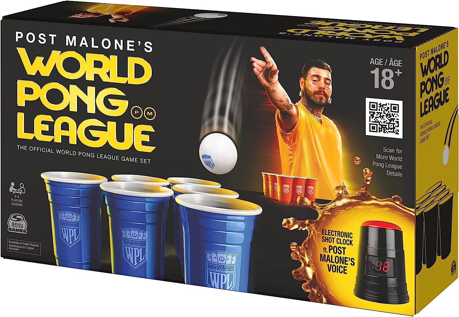 Post Malone, World Pong League Beer Pong Drinking Game for Bachelor Party  Outdoor Games with Plastic Cups Ping Pong Balls, for Adults Ages 18 and up