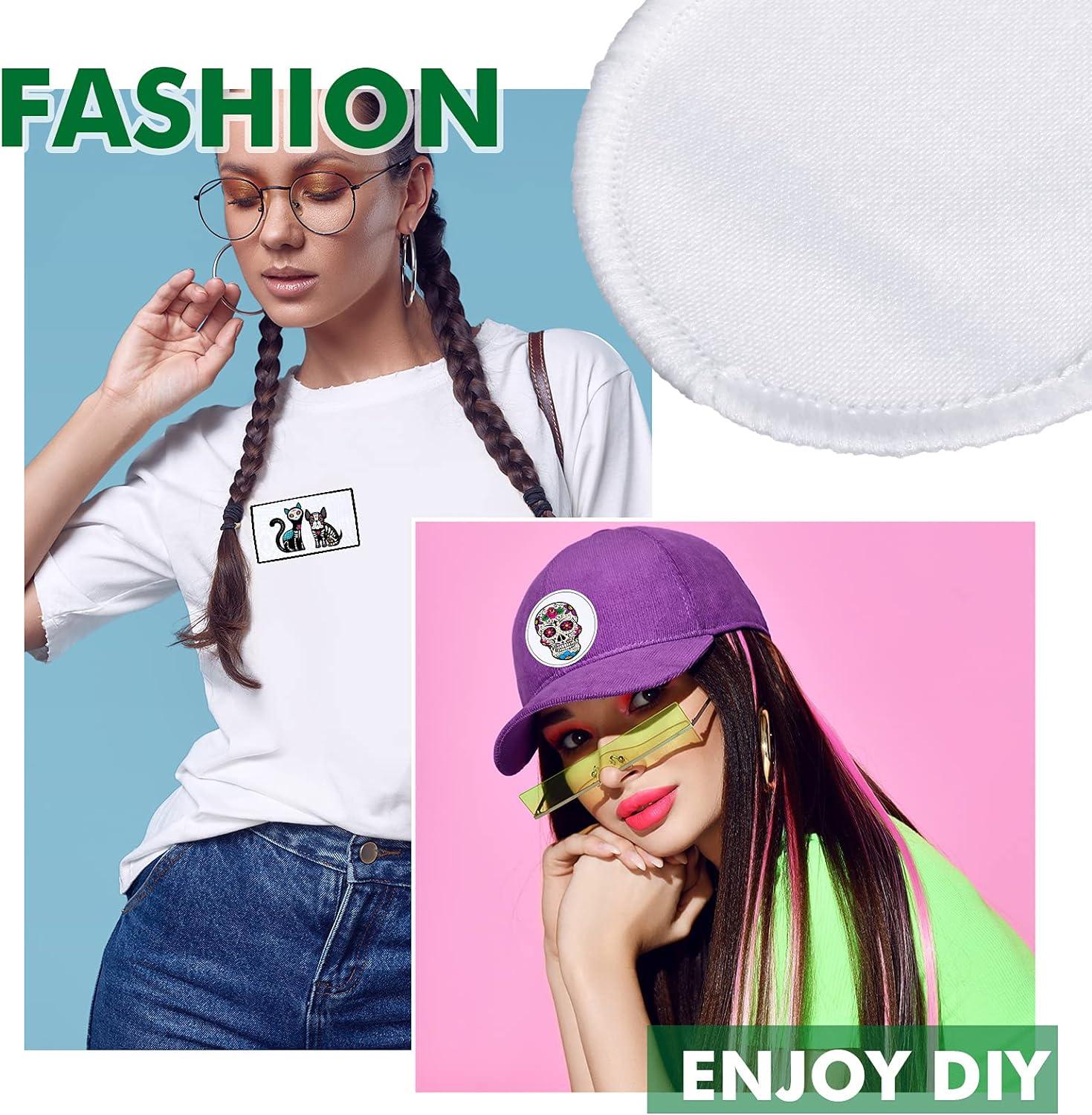 30 Pieces Sublimation Patches Fabric Iron-on Blank Patches 3 Shapes Repair Patches  Sublimation Blank Hat Patch for DIY Crafts Caps Clothes Shoes Bags  Backpacks Uniforms (Black and White Frame)