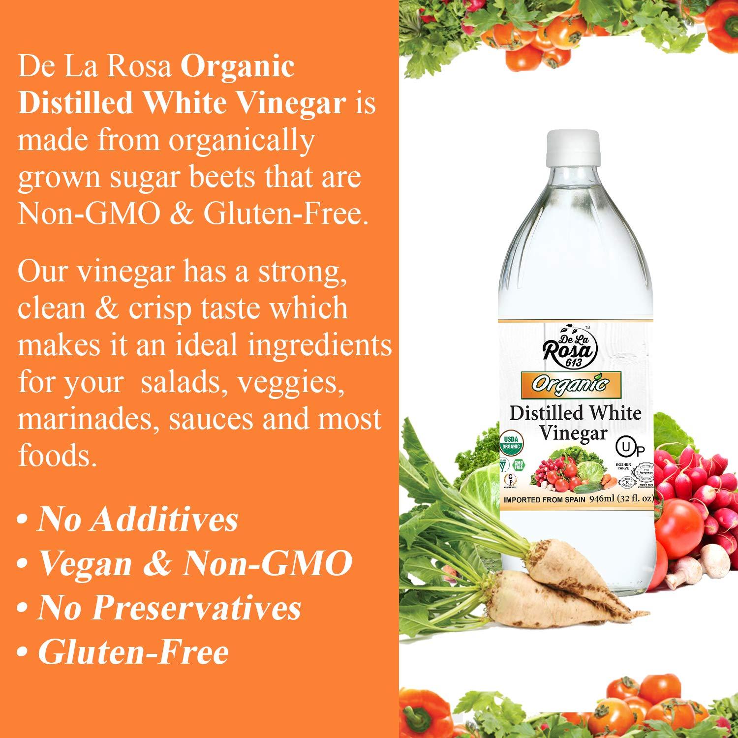 ORGANIC Distilled White Vinegar De La Rosa 32oz Raw & Unfiltered