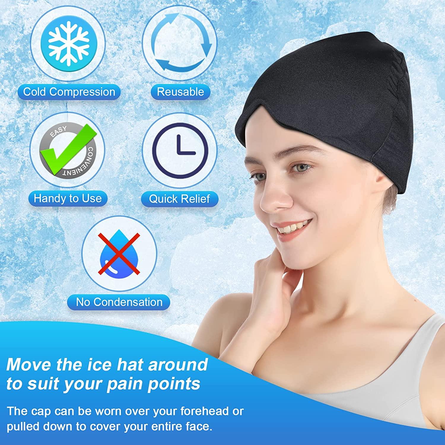 ComfiTECH Migraine Ice Head Wrap Medium Black Headache Relief Hat