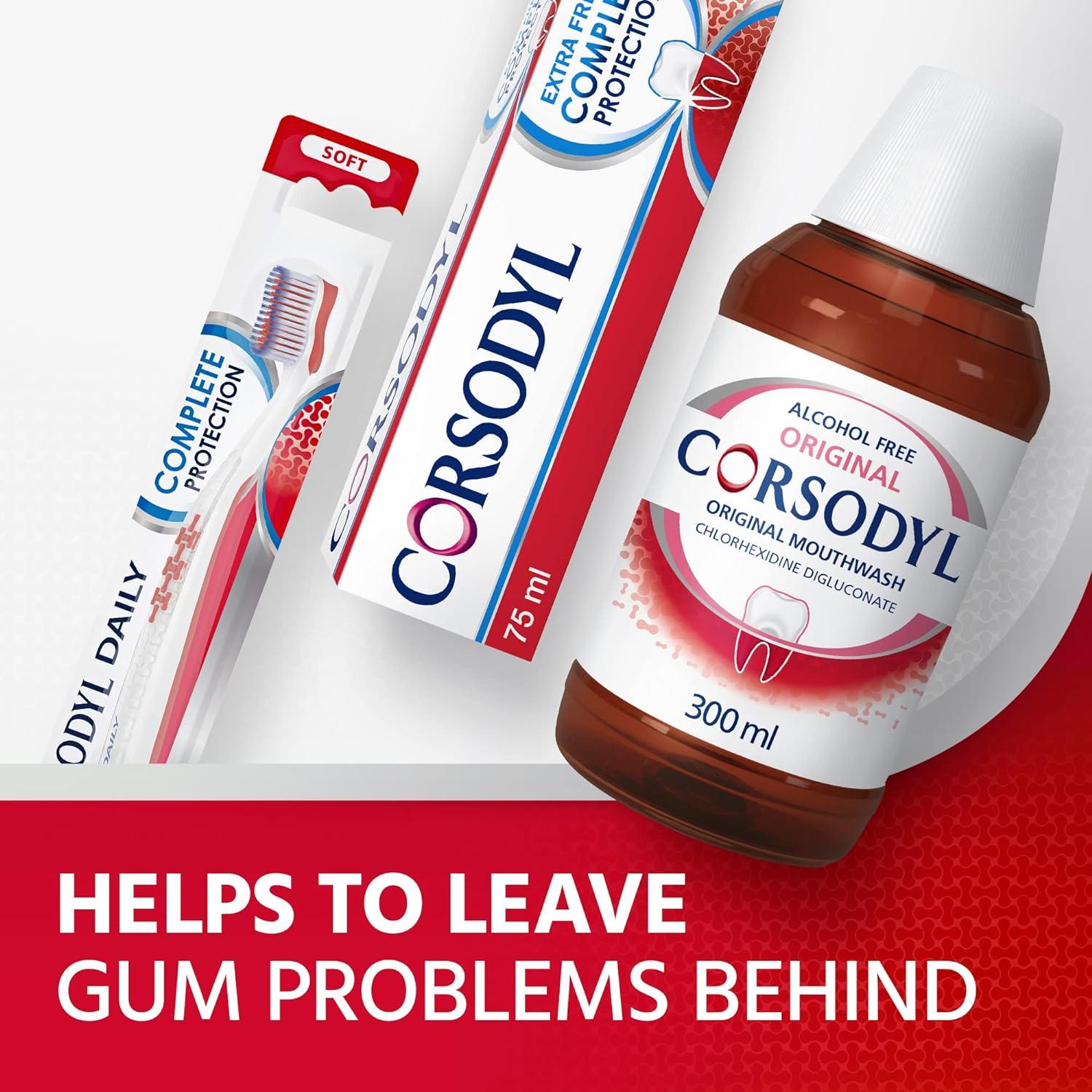 Corsodyl Gum Disease & Bleeding Gum Treatment Antibacterial Mouthwash Original Alcohol Free 300