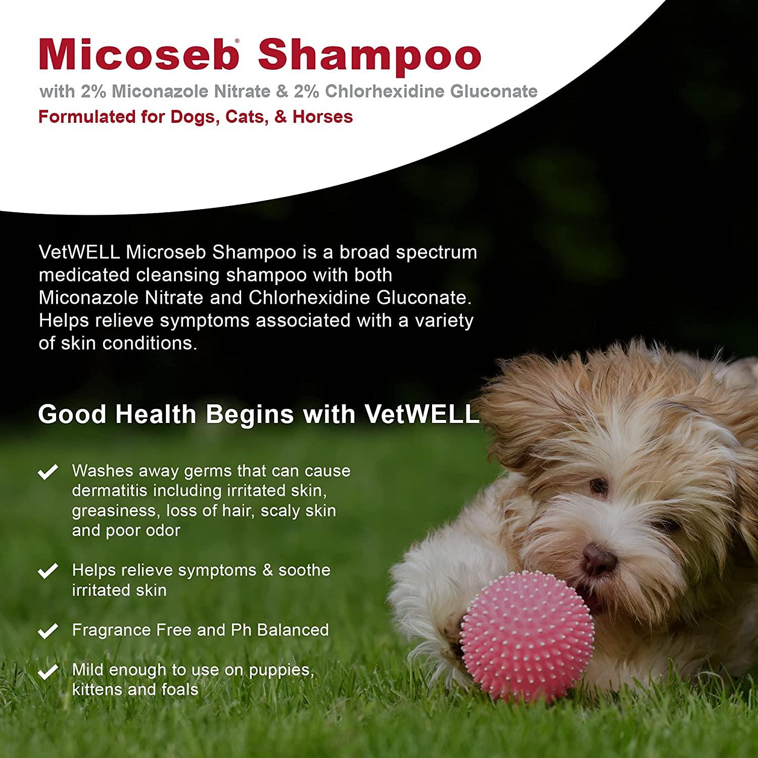 VetWELL Micoseb Medicated Shampoo 12oz Miconazole & Chlorhexidine for
