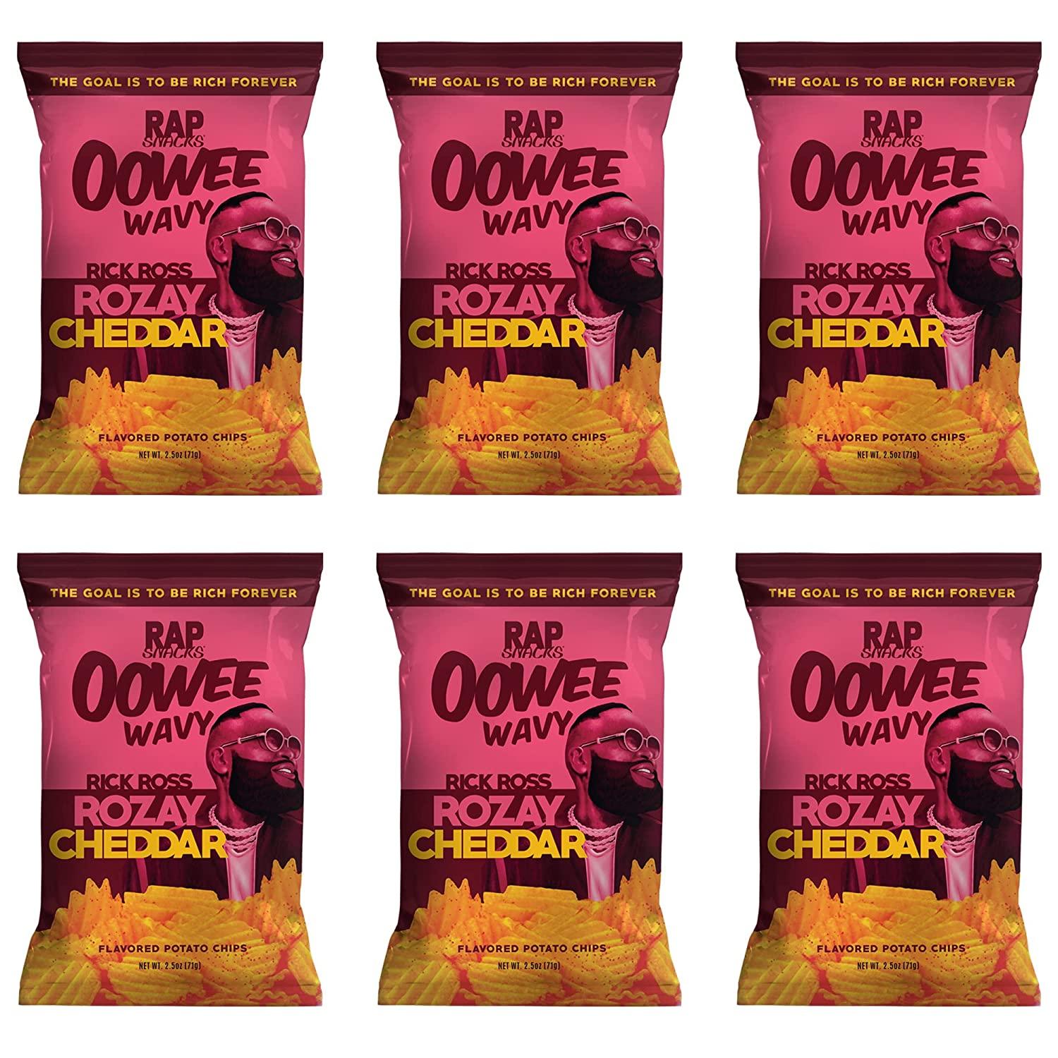 Rap Snacks Rick Ross Rozay Cheddar Potato Chips 2.5 Oz (Pack of 6) HipHop Stars Edition