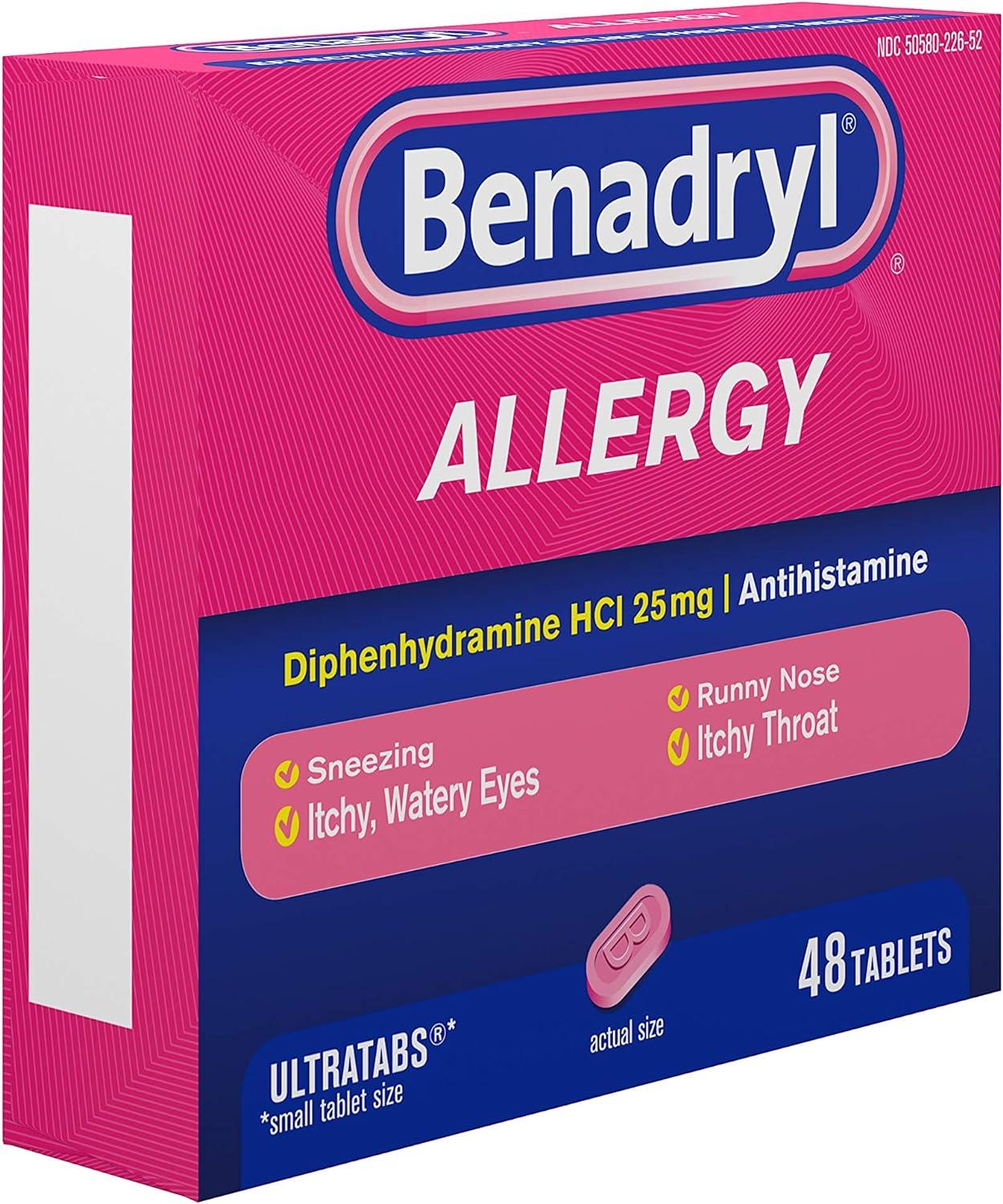 Benadryl Ultratabs Antihistamine Allergy Medicine Diphenhydramine HCl