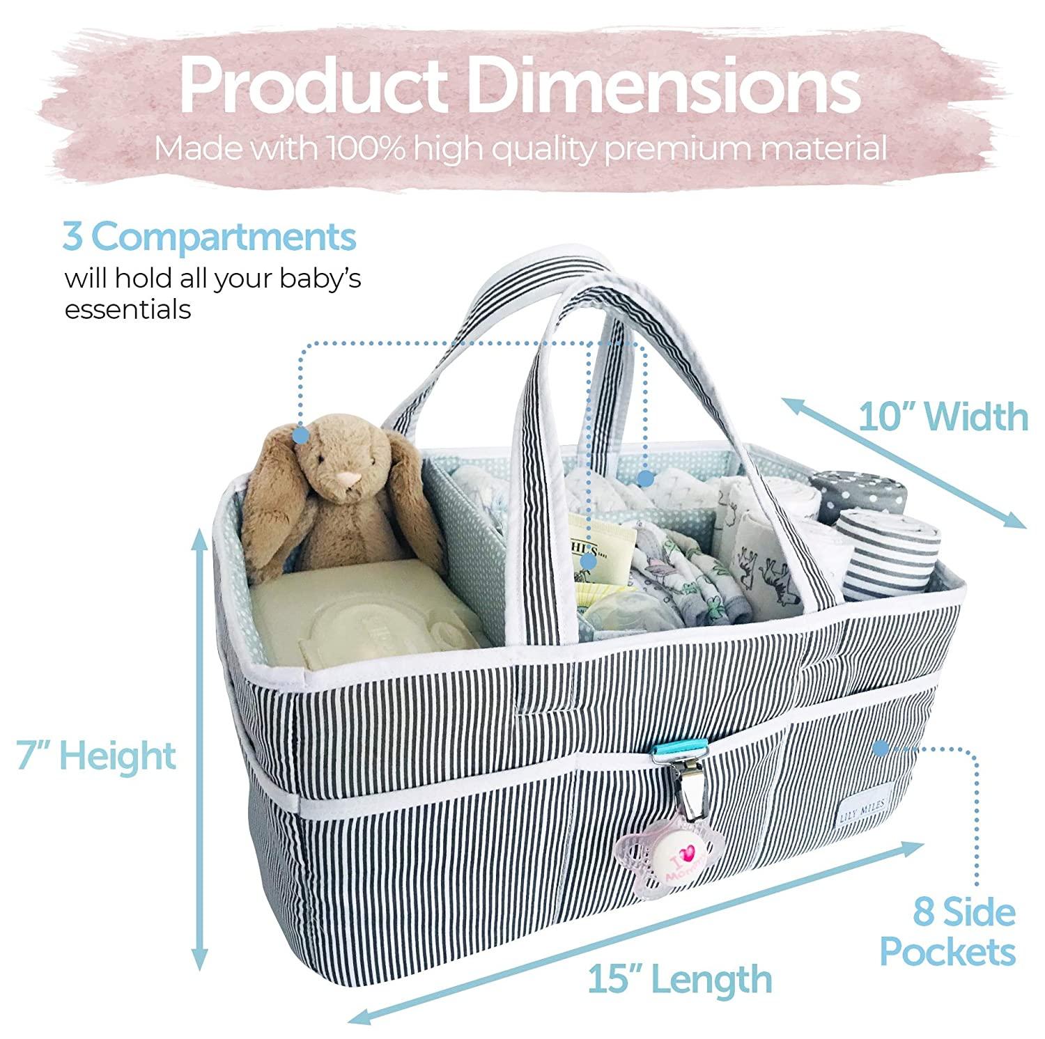 Baby Diaper Caddy Organizer Large Organizer Tote Basket for Boys or Girls  Wonderful Baby Shower Gift Mint Color Size 15 X 10 X 7 