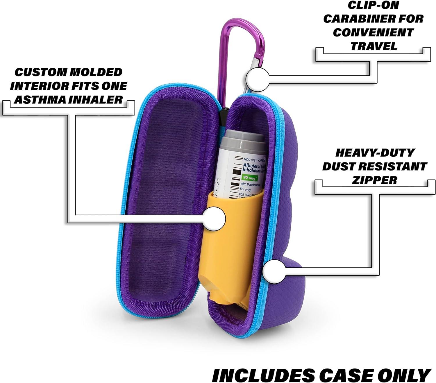 CASEMATIX Asthma Inhaler Case with Lanyard and Clip On Keychain