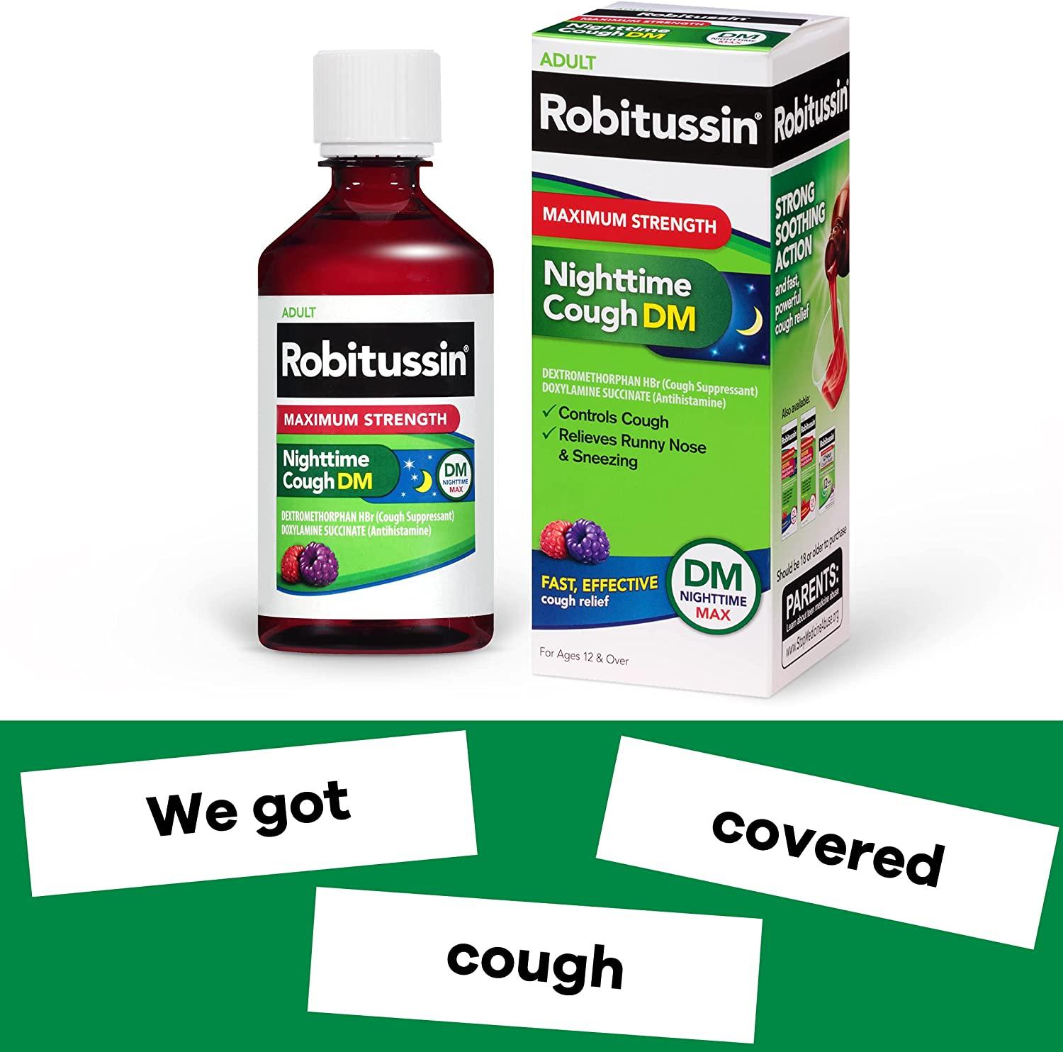 Robitussin Maximum Strength Nighttime Cough DM Berry Flavor 4 Fl Oz