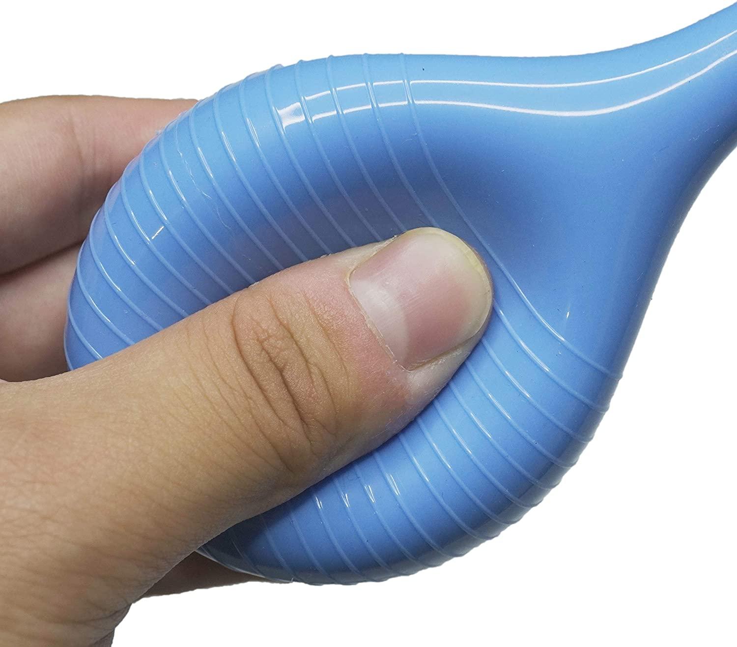 (90ml)Rubber Suction Ear Syringe, Hand Bulb Syringe Ear Washing Squeeze Bulb Blue Smooth