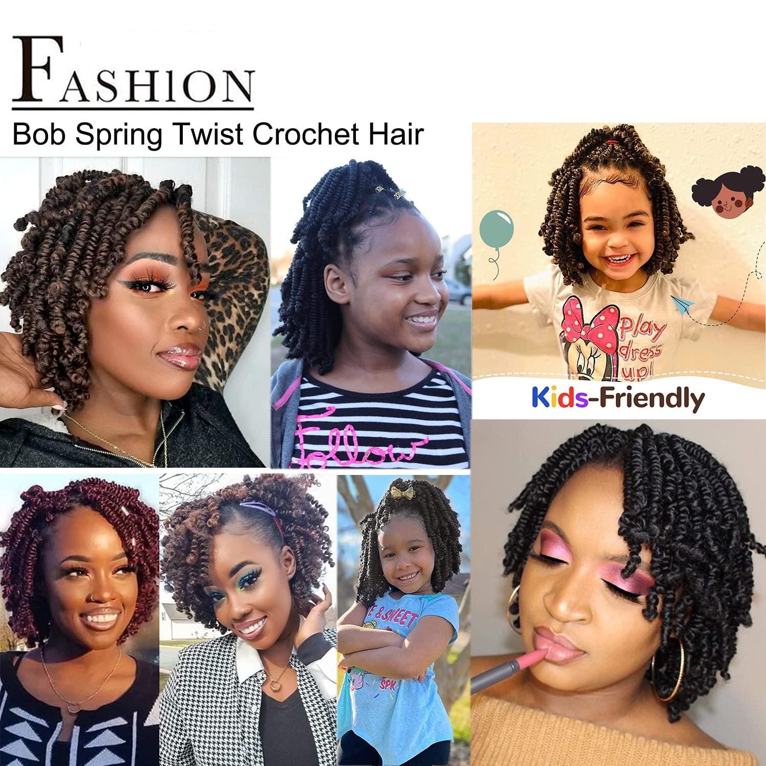 Lifabeauty 8 Packs Short Spring Twist Crochet Hair 4Inch Pretwisted Passion  Twist Crochet Hair Curly Pre Looped Crochet Braids Hair Bomb Twist Kids  Crochet Hair for Black Women (4 Inch, 2#) 4 Inch 2#