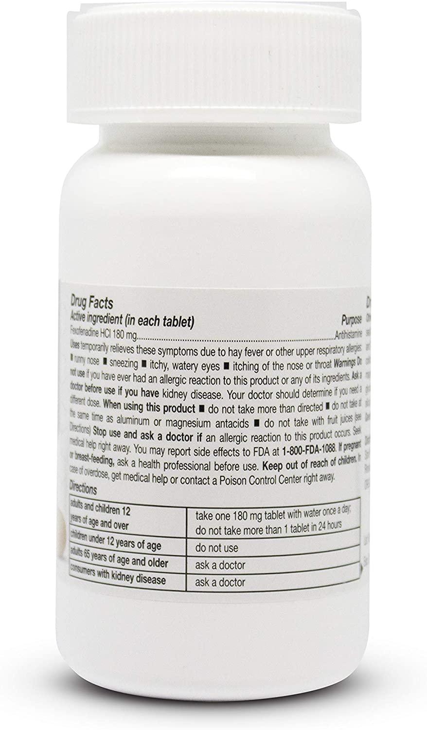 ValuMeds 24Hour Allergy Medicine (100Count) Fexofenadine HCl Tablets