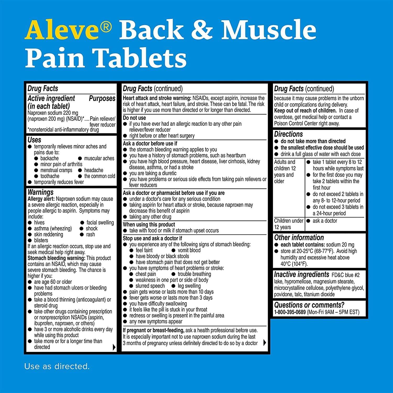 Aleve Back & Muscle Pain Relief Tablets 250 Count