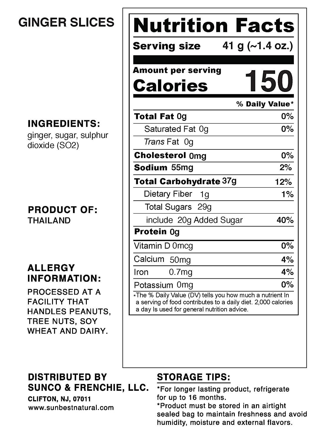 Sunbest Natural Dried Ginger Slices Crystallized, NonGMO, Vegan