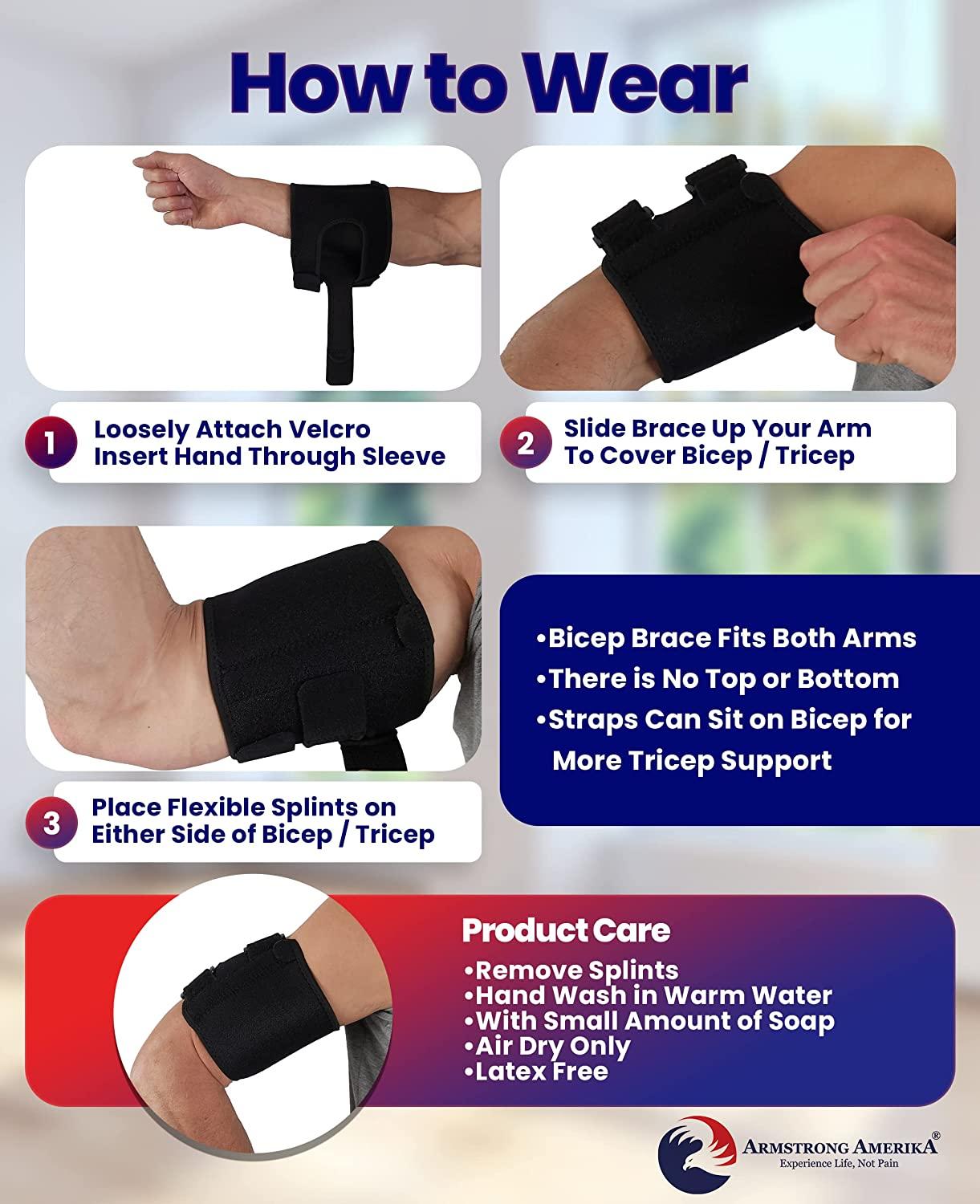 Bicep Tendonitis Brace Compression Sleeve - Triceps & Biceps Muscle Support  For Upper Arm Tendonitis Pain Relief Or Bicep Strains (LAR Bicep 10 to 16  ) Large (Pack of 1)