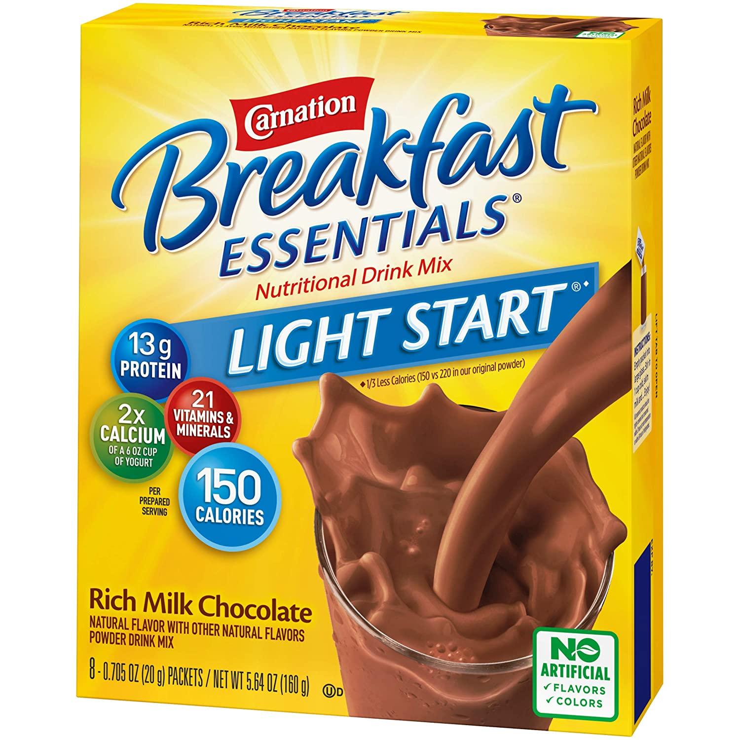 Carnation Breakfast Essentials Light Start Powder Drink Mix, Rich Milk